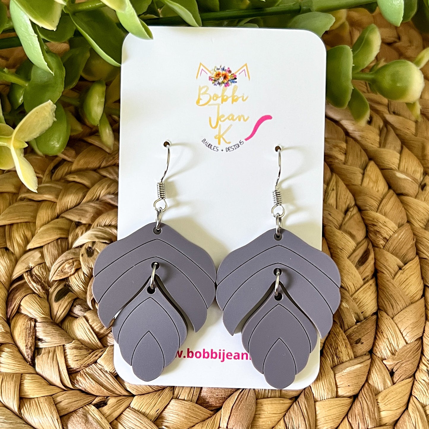 Foliage Dangle Acrylic Earrings: Choose From 3 Color Options