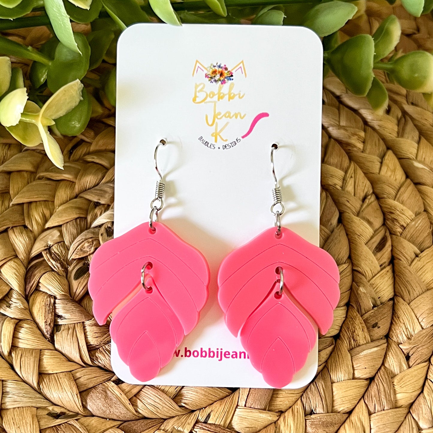 Foliage Dangle Acrylic Earrings: Choose From 3 Color Options