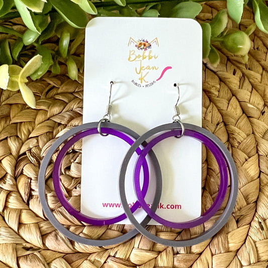 SALE: 2 Inch Purple Acrylic Hoop Style Earrings
