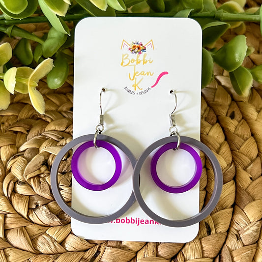 SALE: 1.5 Inch Purple Acrylic Hoop Style Earrings