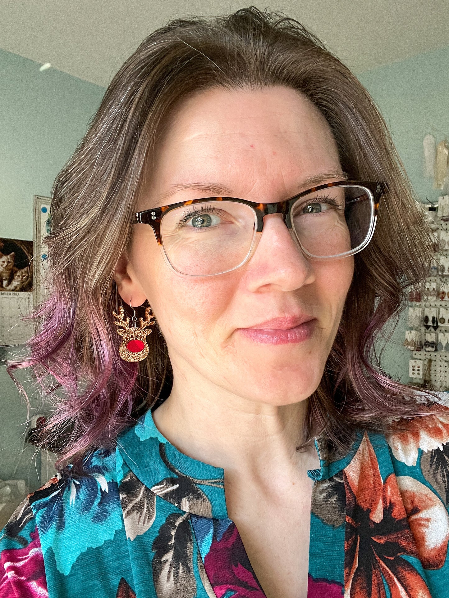 Reindeer Glittered Acrylic Earrings