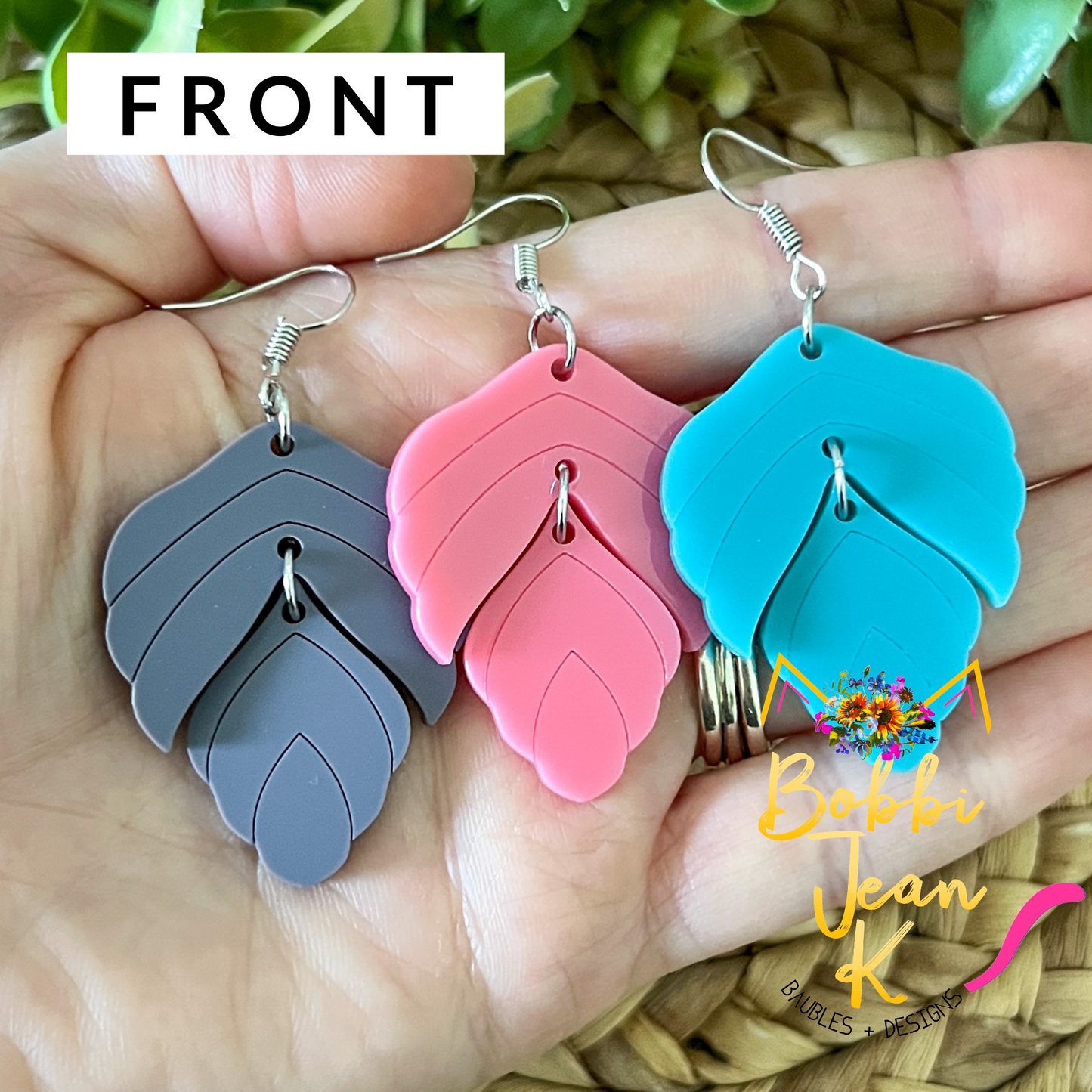 Foliage Dangle Acrylic Earrings: Choose From 3 Color Options