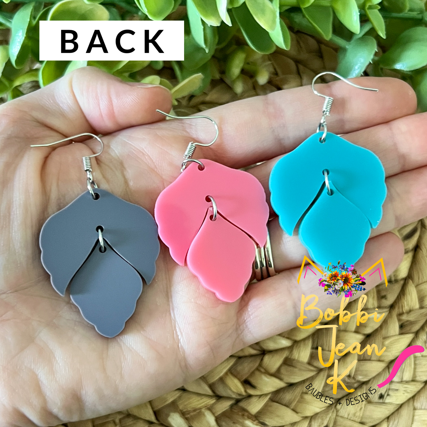Foliage Dangle Acrylic Earrings: Choose From 3 Color Options