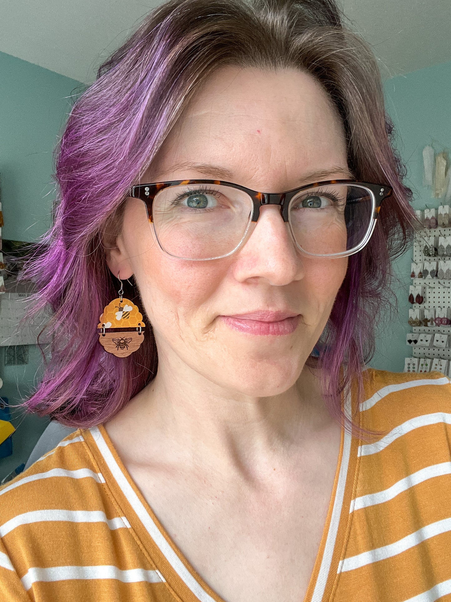 Sapele Wood Beehive Earrings: Choose From 2 Designs