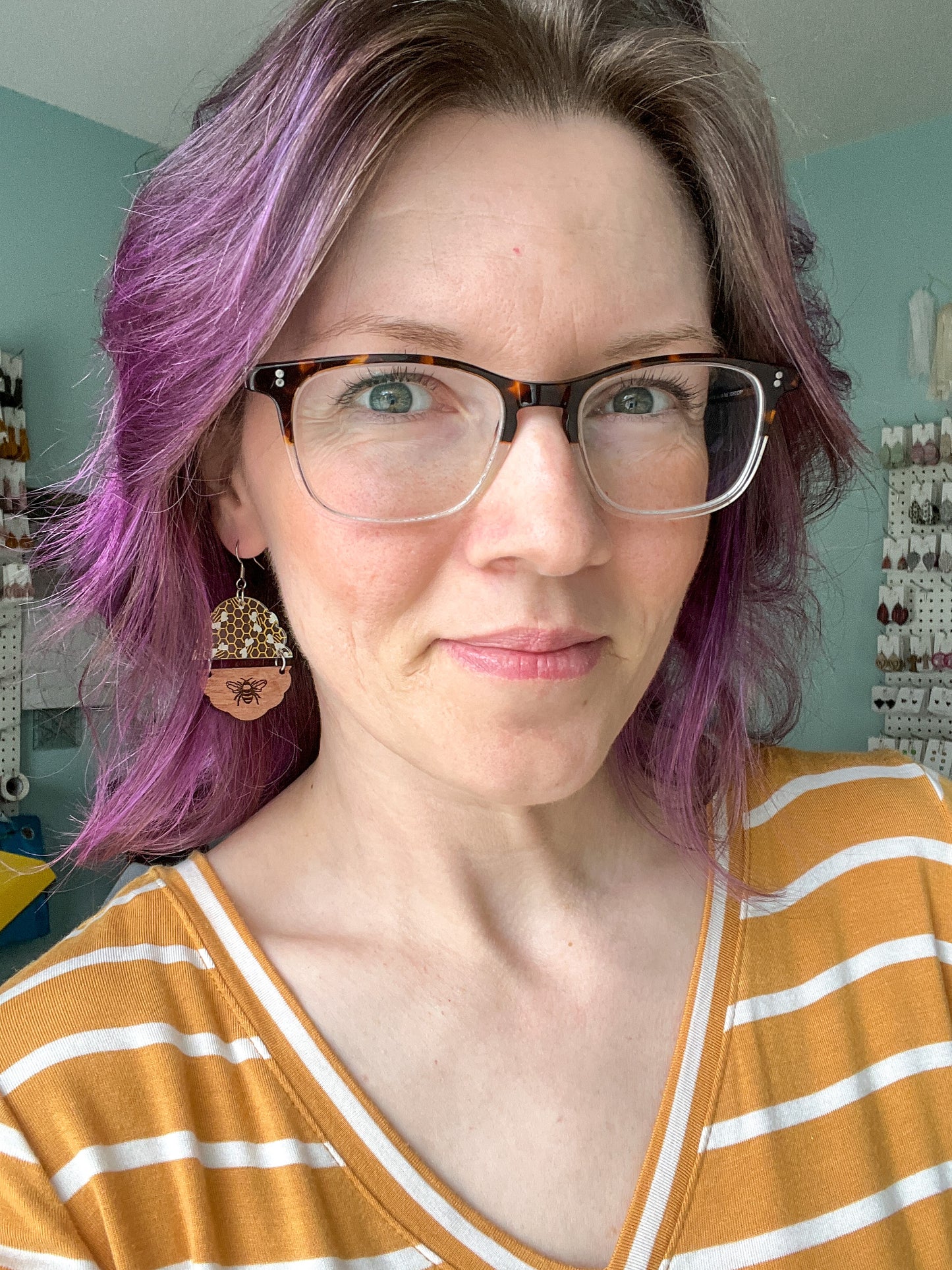 Sapele Wood Beehive Earrings: Choose From 2 Designs