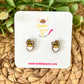 Hand Painted Gnome Bee Wood Earrings: Choose Dangles or Studs