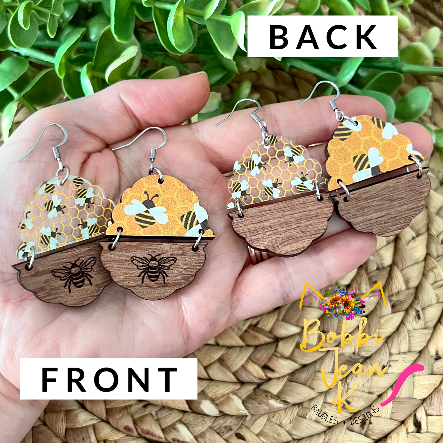 Sapele Wood Beehive Earrings: Choose From 2 Designs