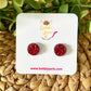 Garnet Frosted Faux Druzy Studs 12mm: Choose Silver or Gold Settings