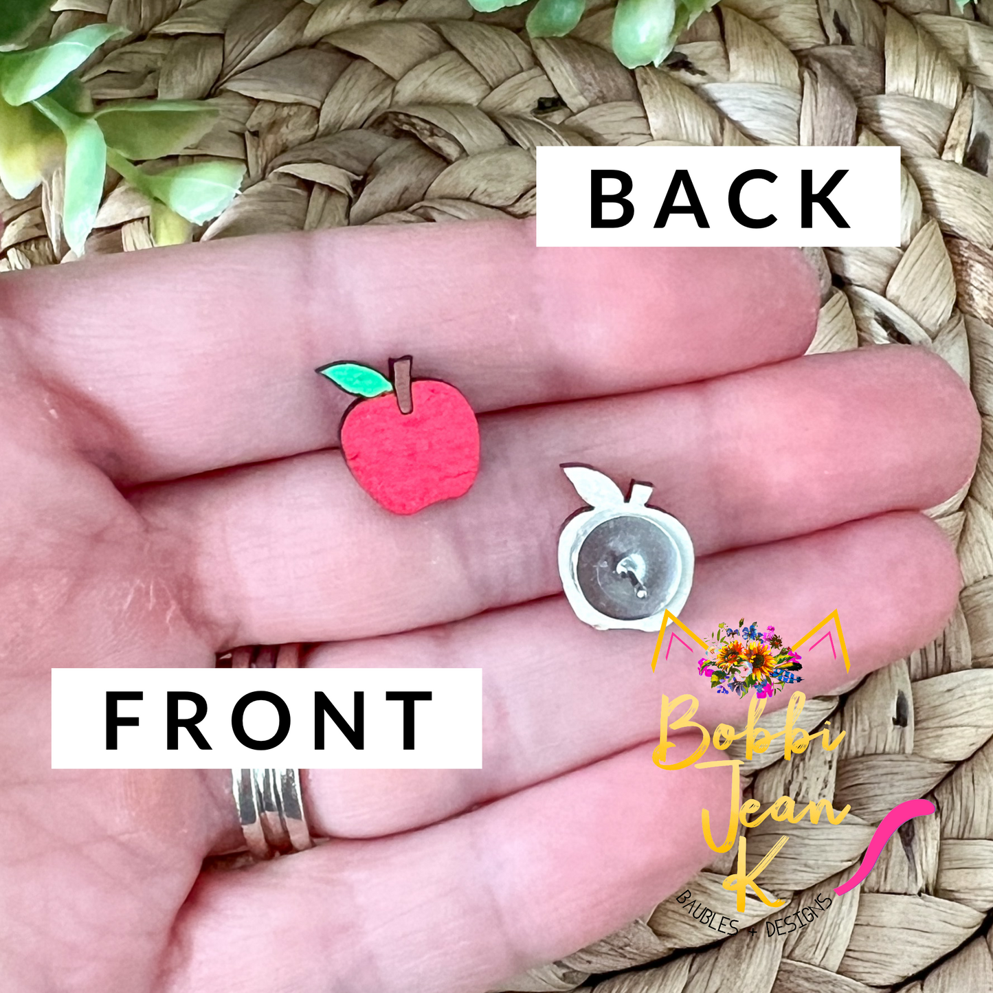 Apple Hand Painted Wood Studs