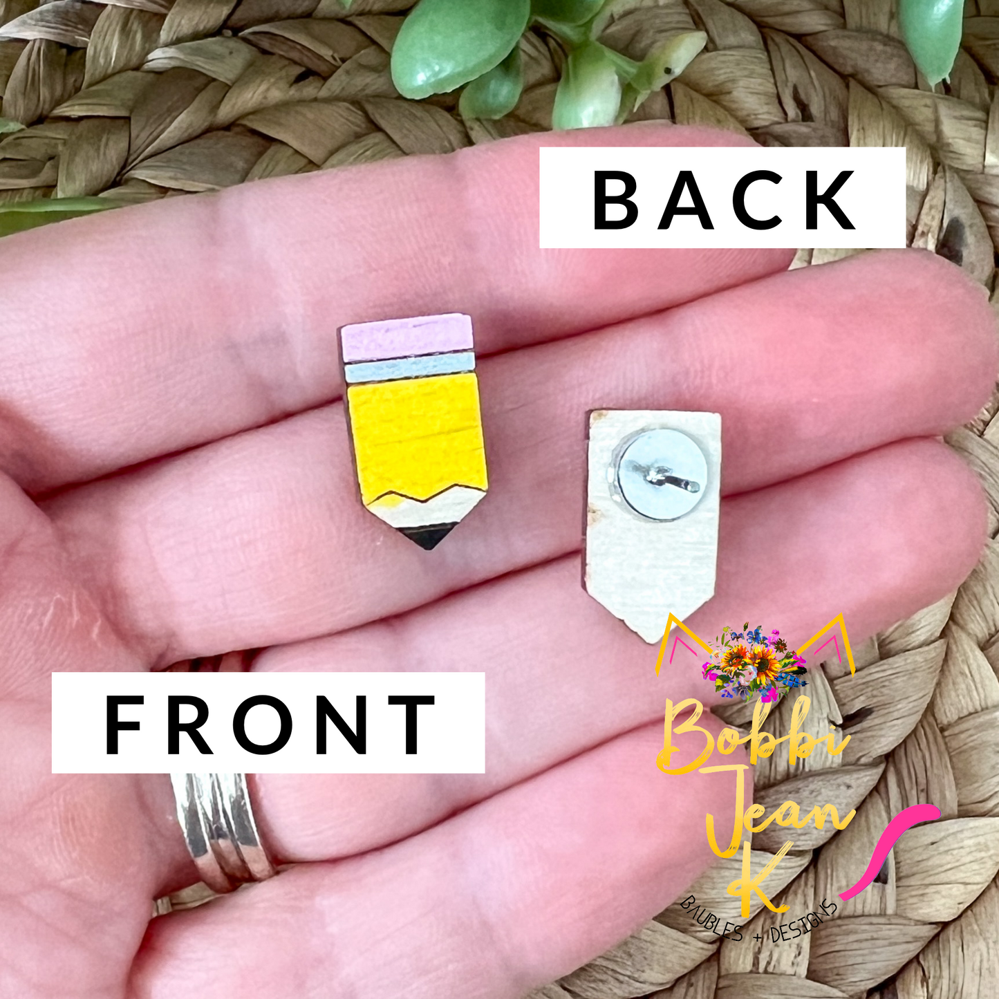 Pencil Hand Painted Wood Studs