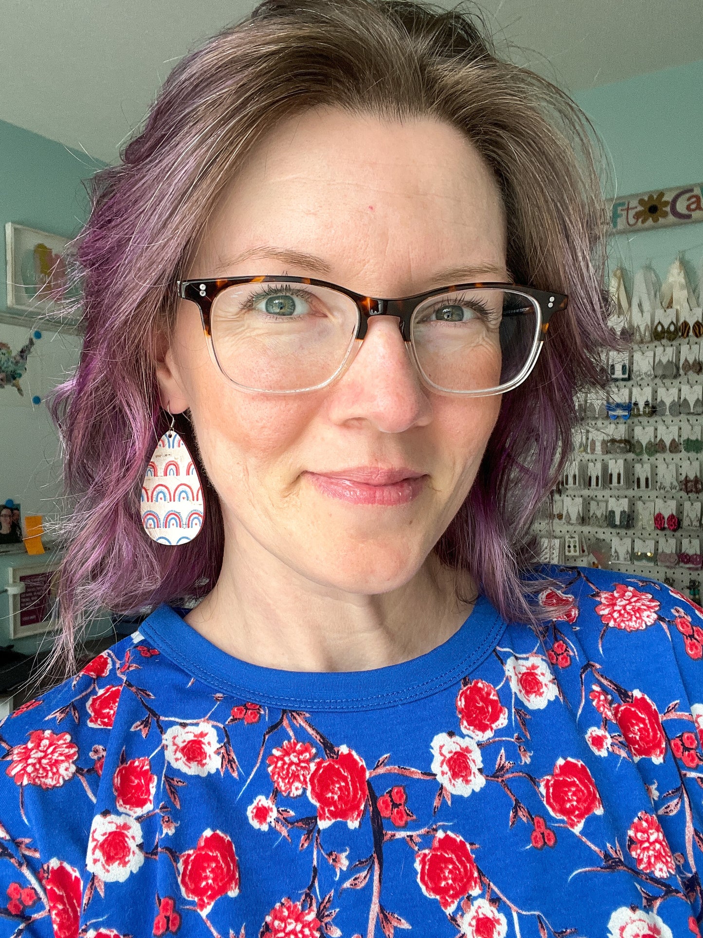 Patriotic Retro Rainbow Cork on Leather Earrings: Choose From 2 Shape Options - LAST CHANCE