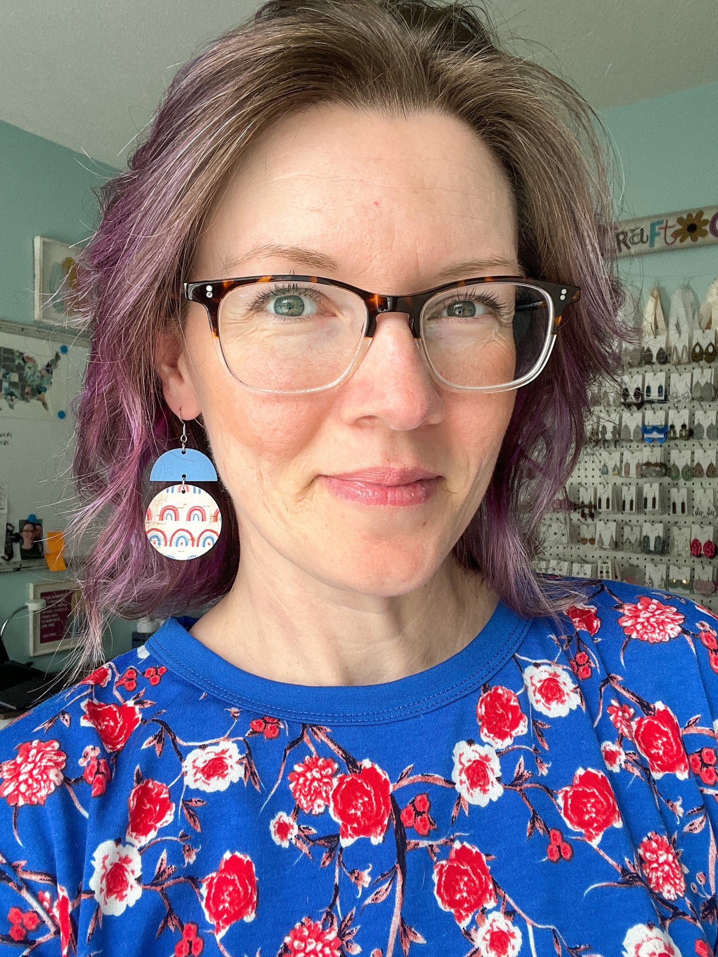 Patriotic Retro Rainbow Cork on Leather Earrings: Choose From 2 Shape Options - LAST CHANCE