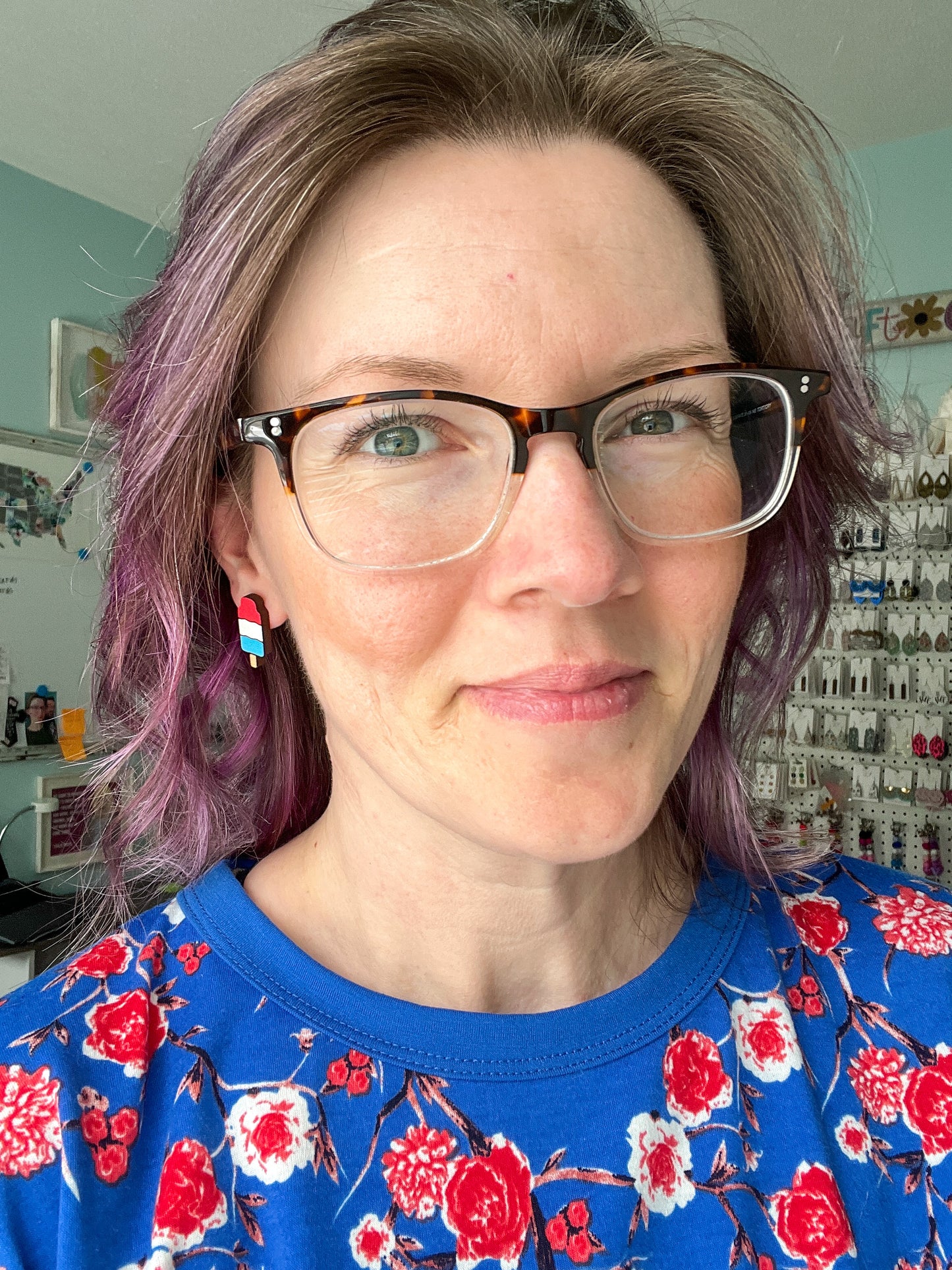 Hand Painted Patriotic Wood Popsicle Earrings: Choose From Dangle or Stud