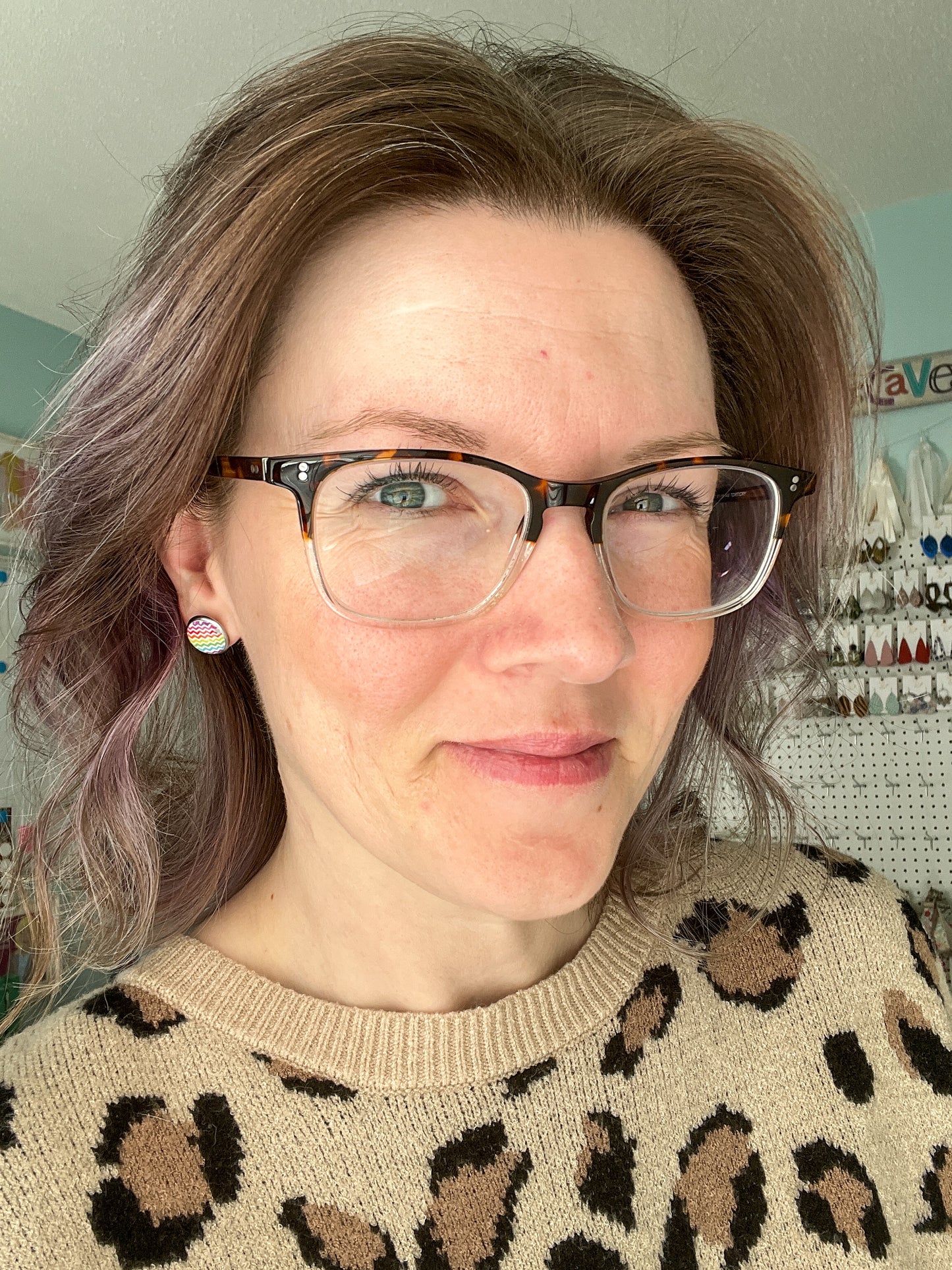 SALE: Thankful Mama Glass Studs 12mm: Choose Silver or Gold Settings - LAST CHANCE