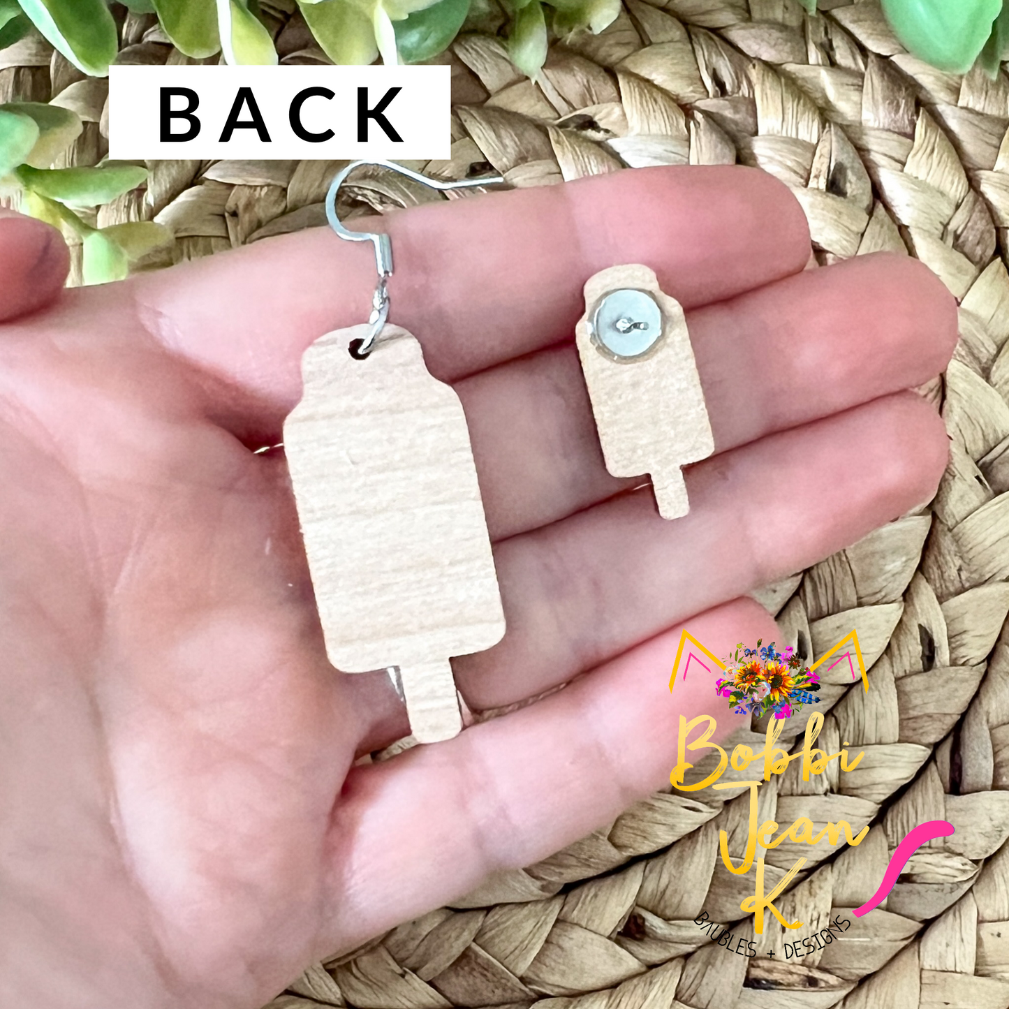 Hand Painted Patriotic Wood Popsicle Earrings: Choose From Dangle or Stud