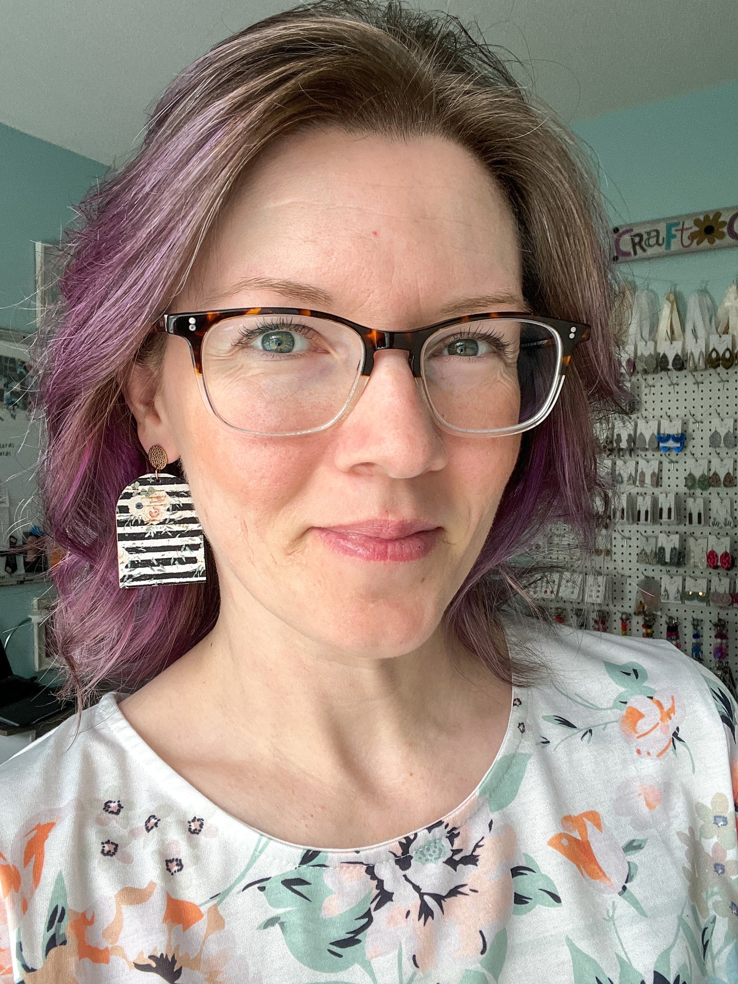 SALE: Black & White Striped Floral Cork on Leather Earrings: Choose From 2 Styles - LAST CHANCE