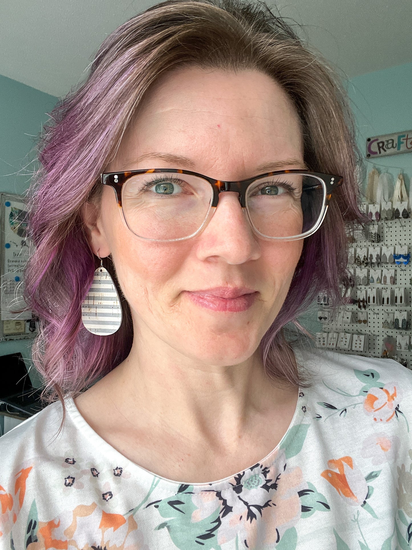 Gray & White Striped Cork on Leather Earrings: Choose From 2 Styles - LAST CHANCE - ONLY 2 LEAF SHAPE LEFT