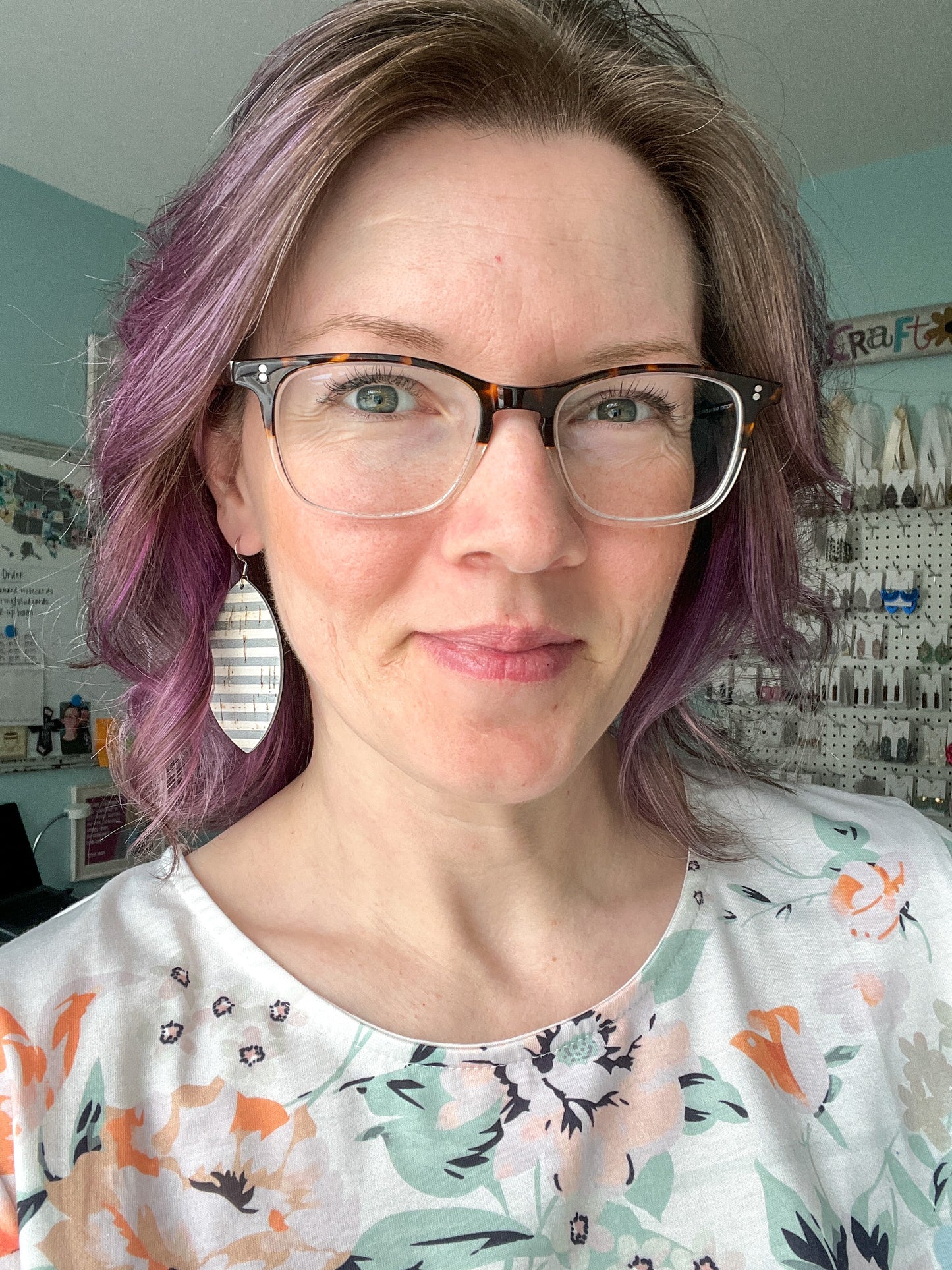 Gray & White Striped Cork on Leather Earrings: Choose From 2 Styles - LAST CHANCE - ONLY 2 LEAF SHAPE LEFT