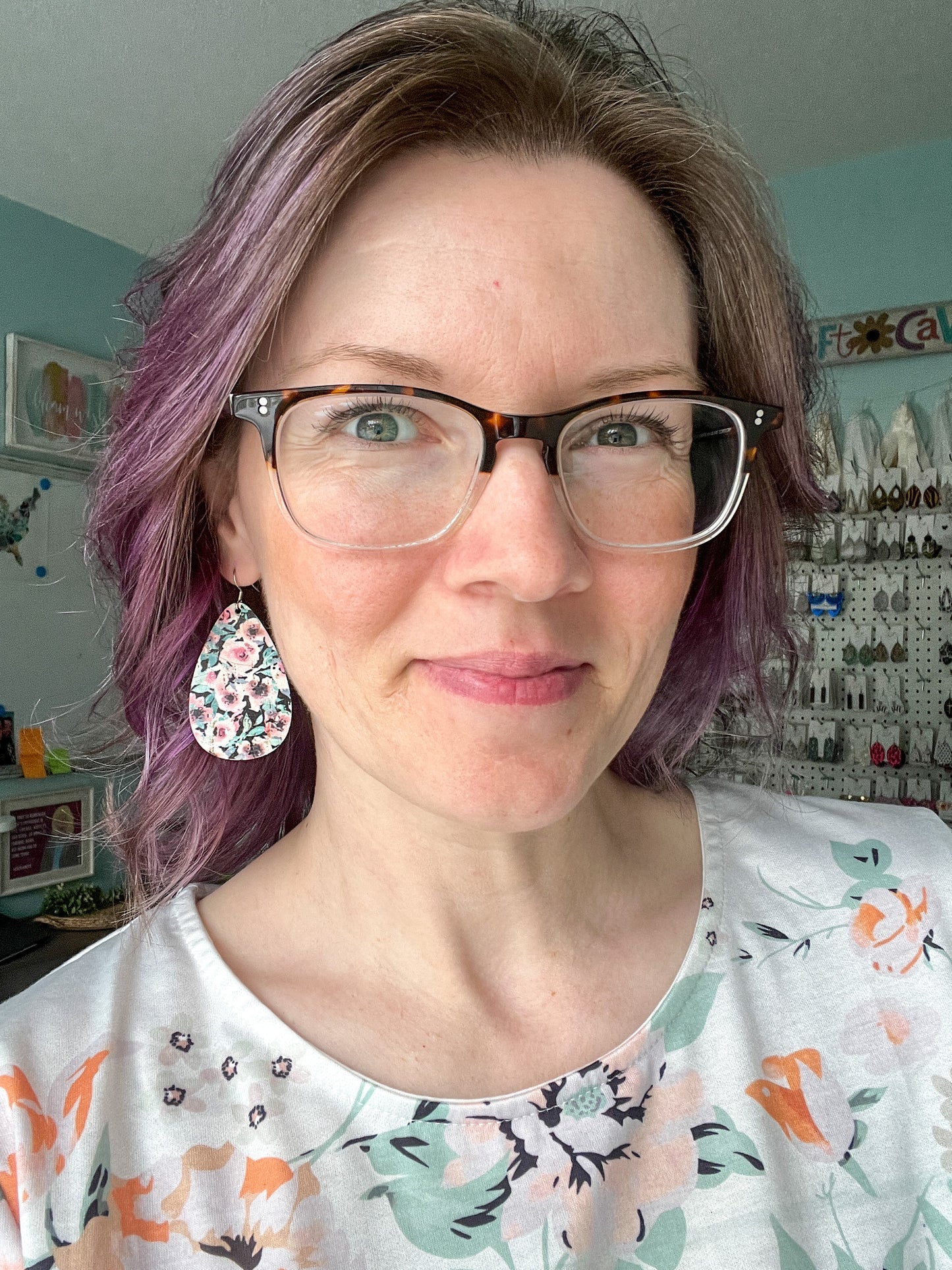 Pink Dianthus Cork on Leather Earrings: Choose From 3 Styles - LAST CHANCE
