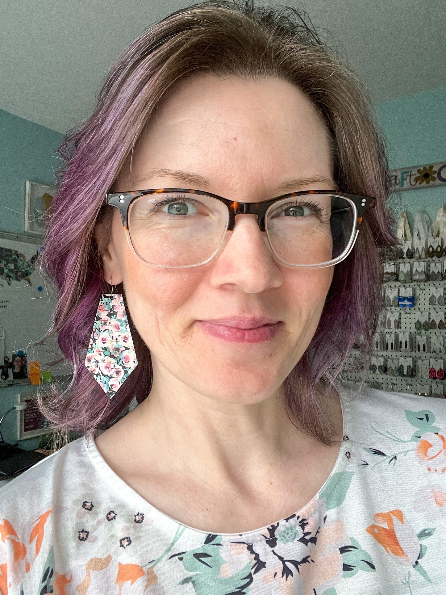 Pink Dianthus Cork on Leather Earrings: Choose From 3 Styles - LAST CHANCE