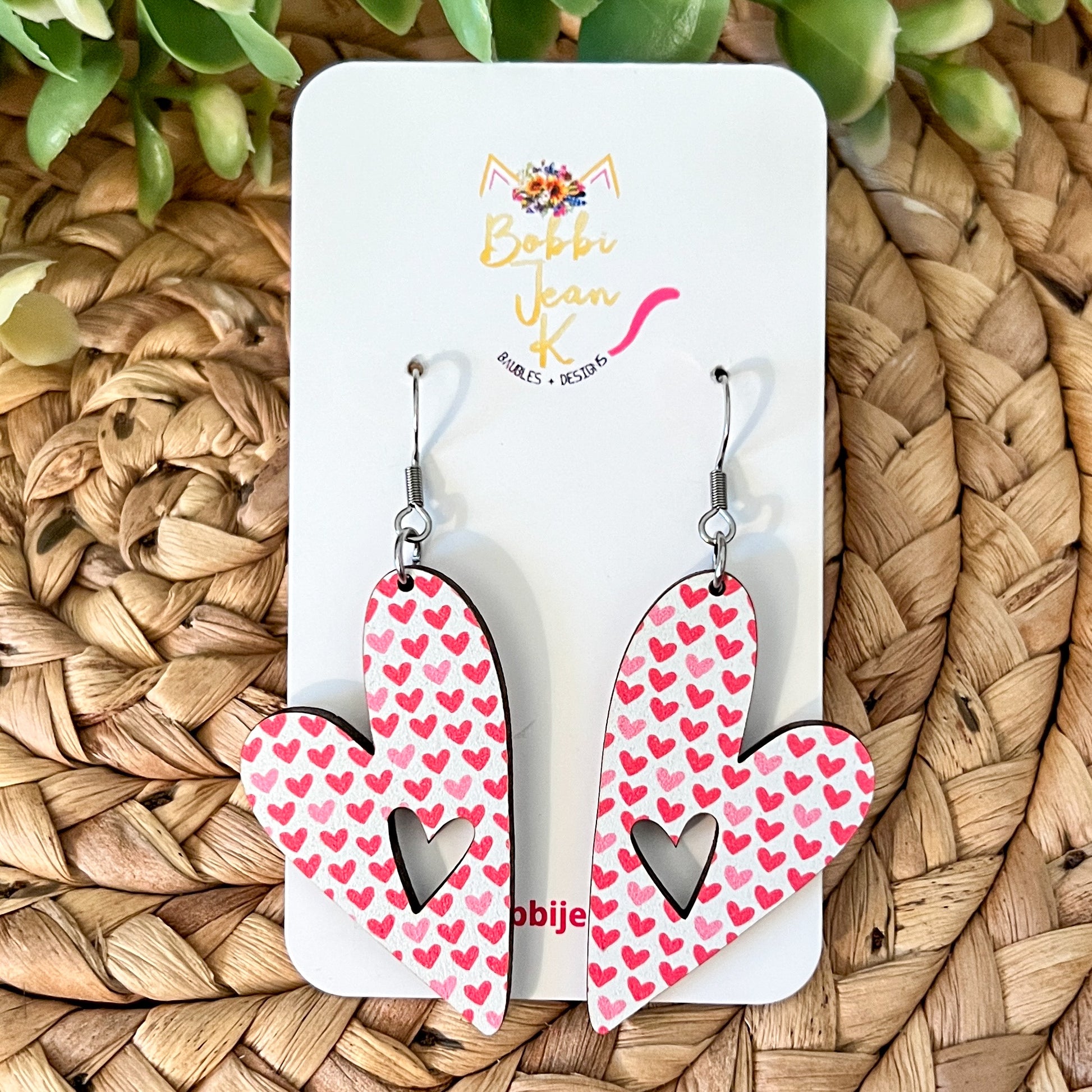 Mini Heart Wood Heart Earrings: Choose From 3 Styles