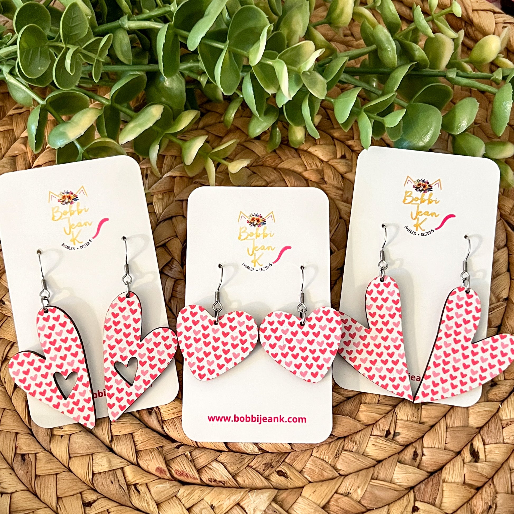 Mini Heart Wood Heart Earrings: Choose From 3 Styles