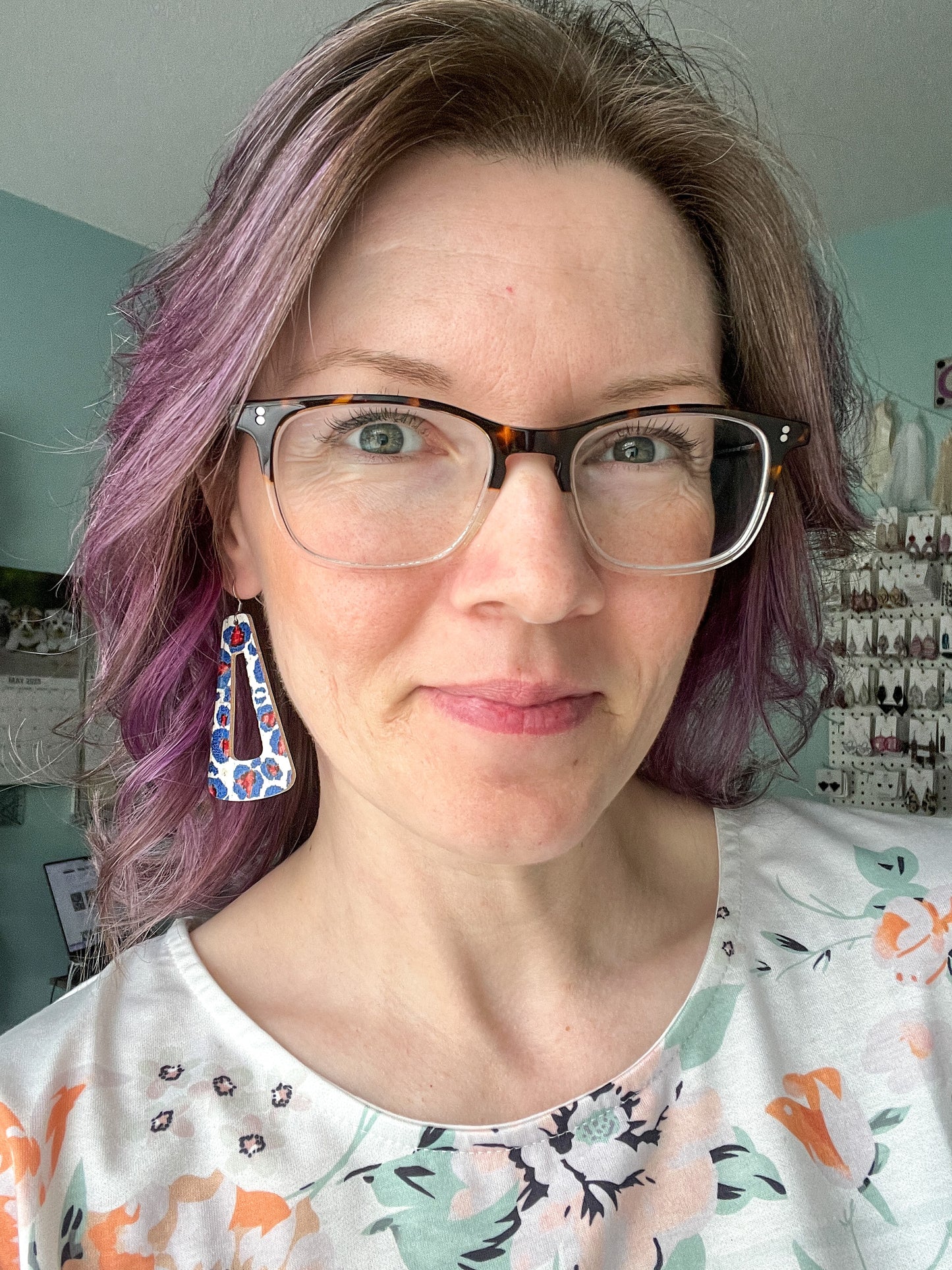 Patriotic Leopard Cork on Leather Earrings: Choose From 2 Styles - LAST CHANCE