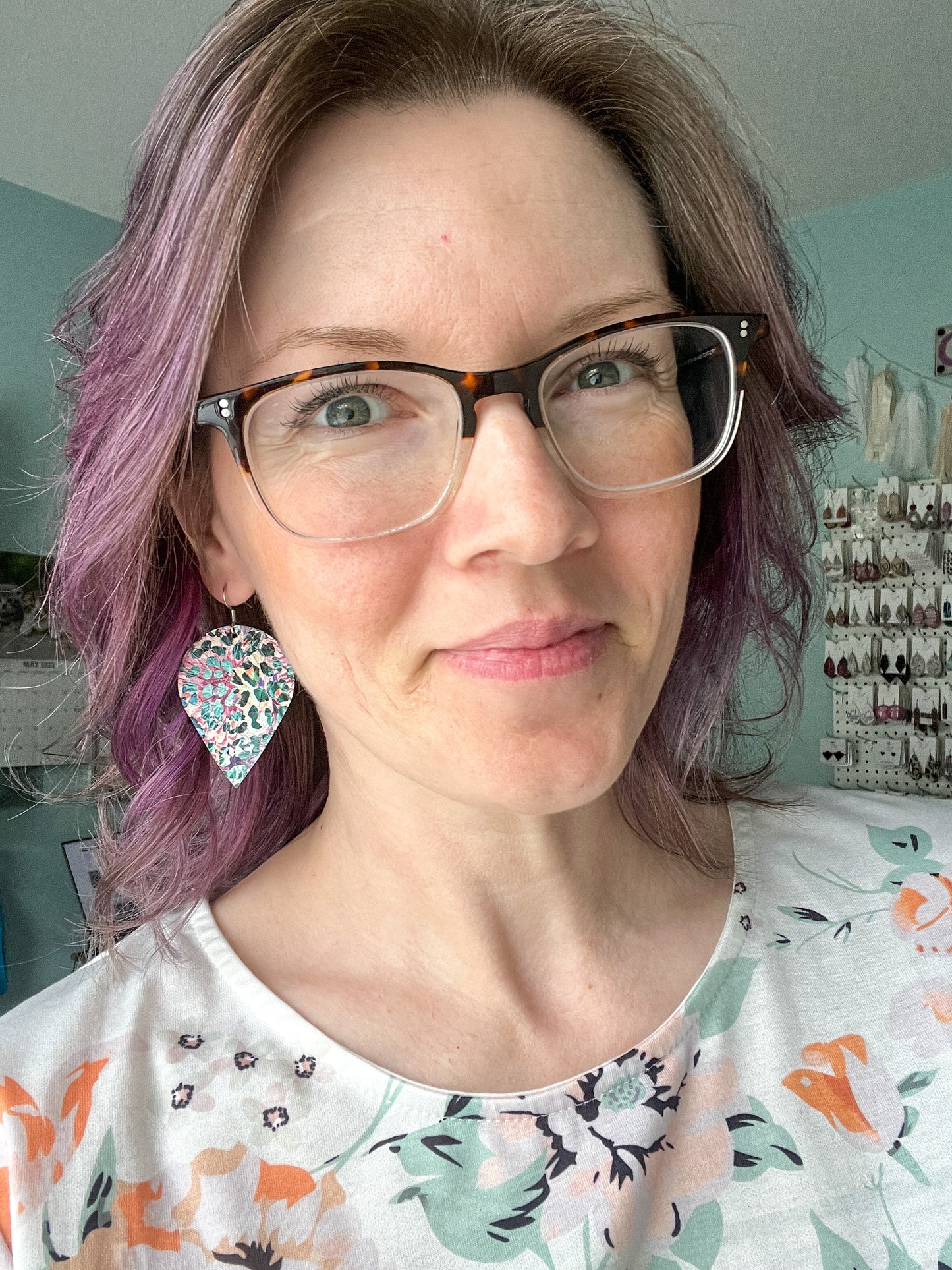 Leopard Floral Remix Leather Earrings: Choose From 2 Styles - LAST CHANCE