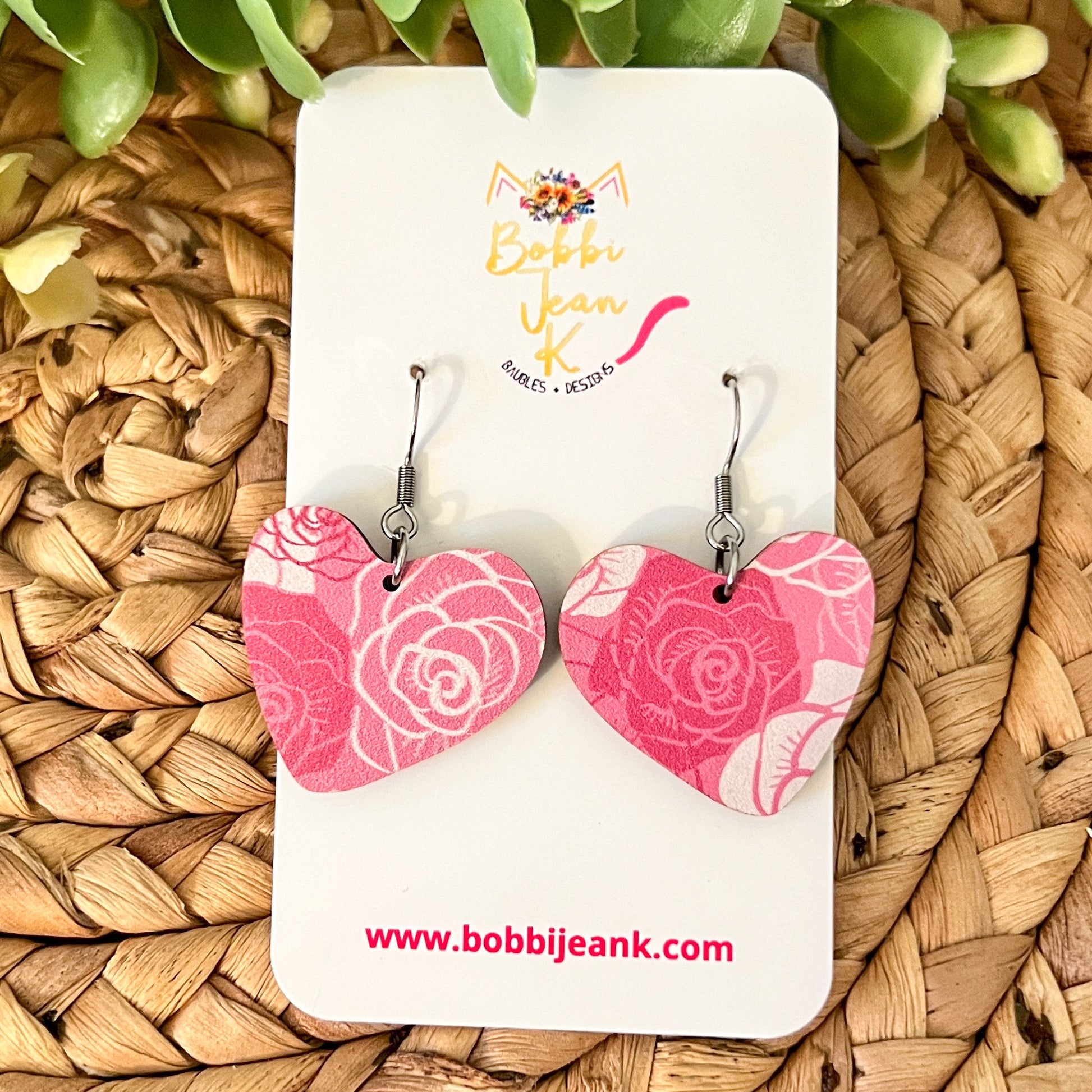 Roses Wood Heart Earrings: Choose From 3 Styles