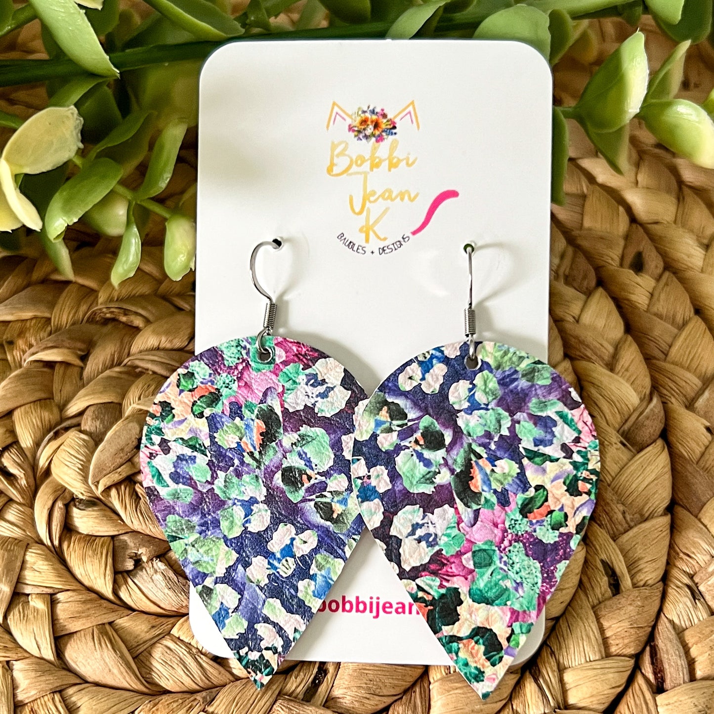 Leopard Floral Remix Leather Earrings: Choose From 2 Styles - LAST CHANCE
