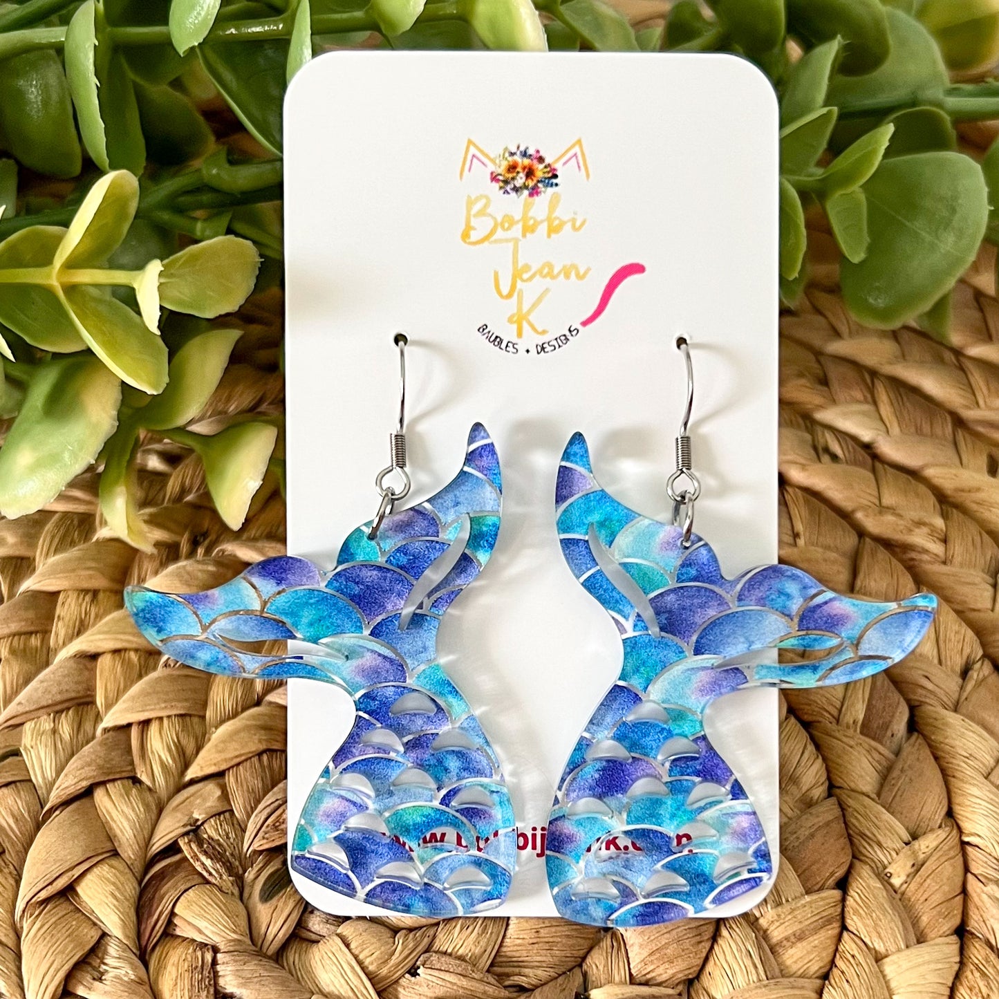 Mermaid Scale Tail Shape Acrylic Earrings - LAST CHANCE