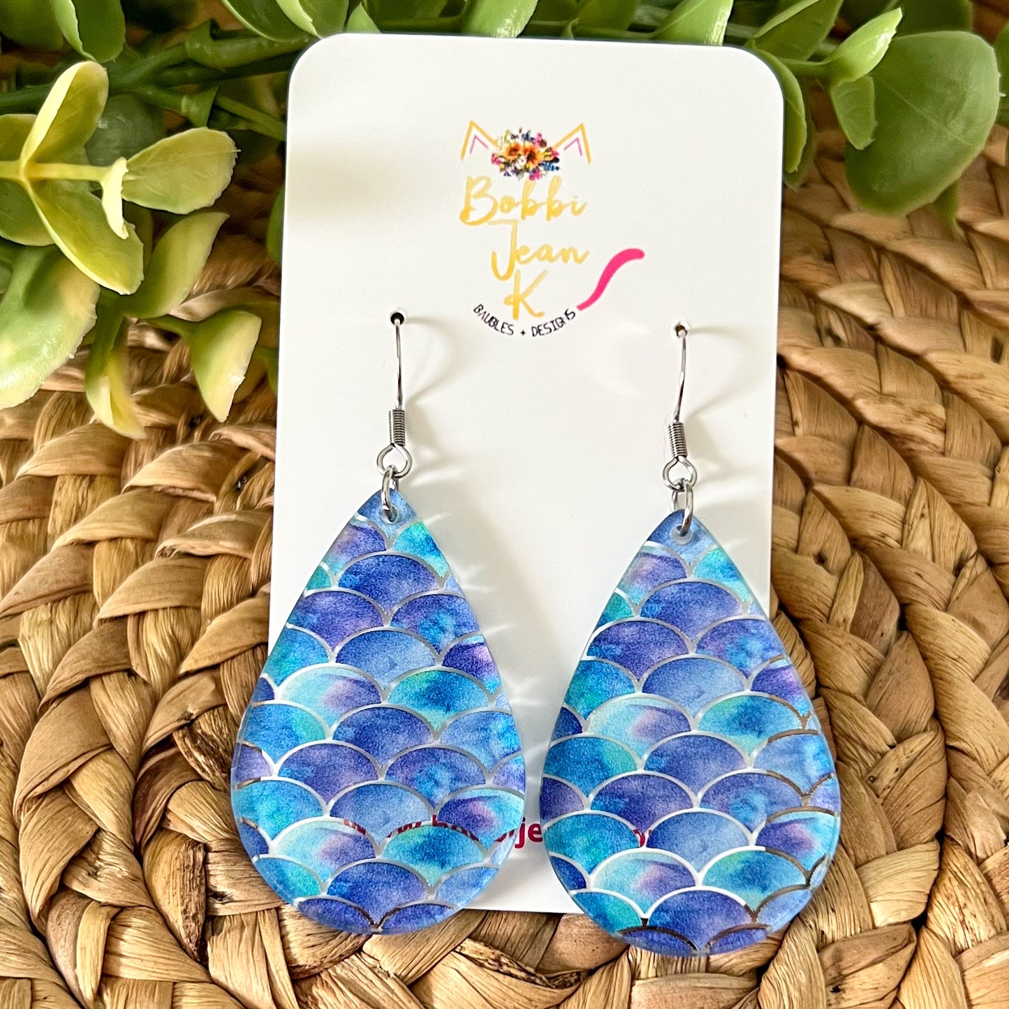 Mermaid Scale Acrylic Earrings: Choose From 2 Styles