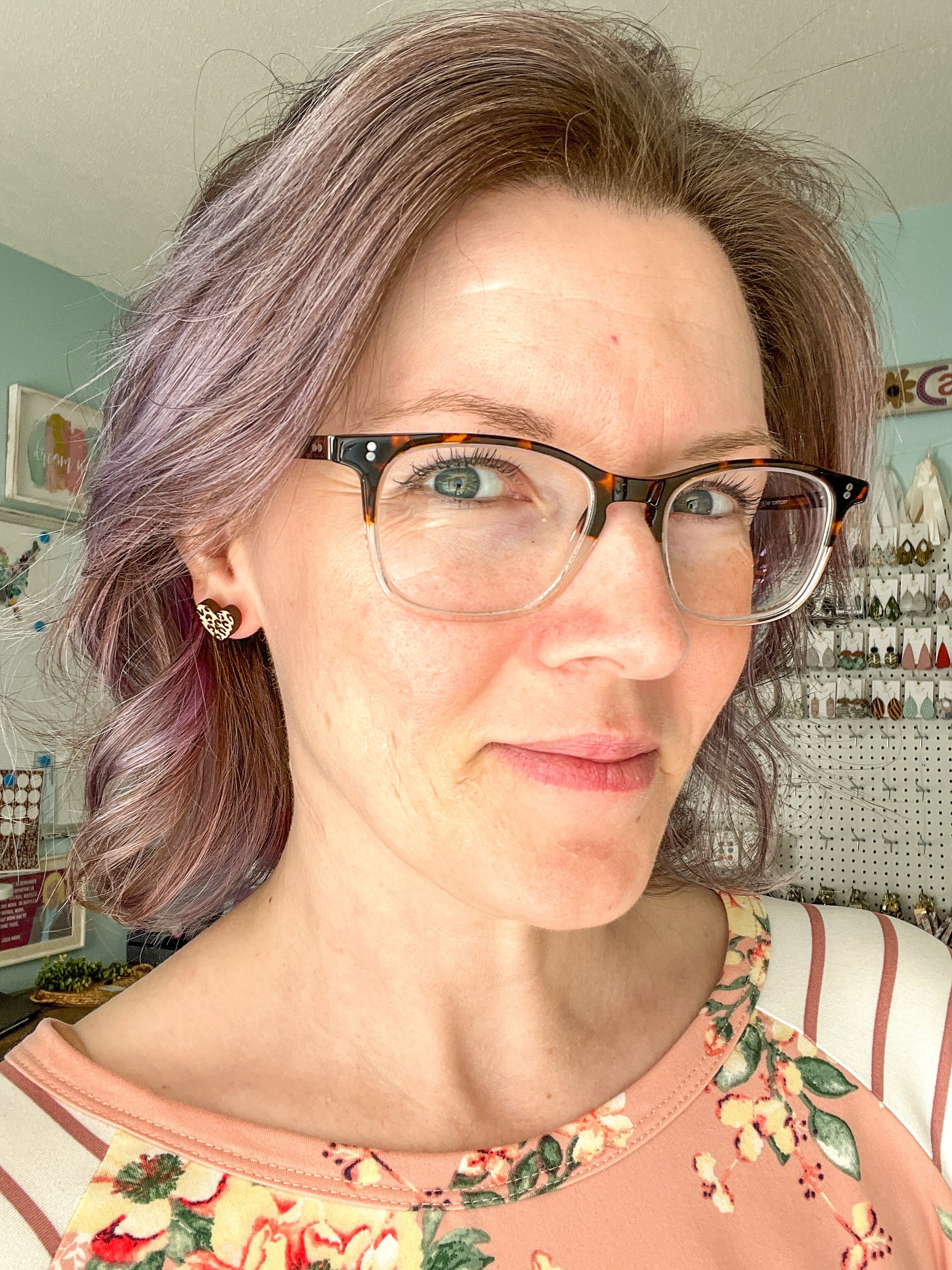 Leopard Engraved Wood Heart Stud Earrings: Choose From 2 Wood Types