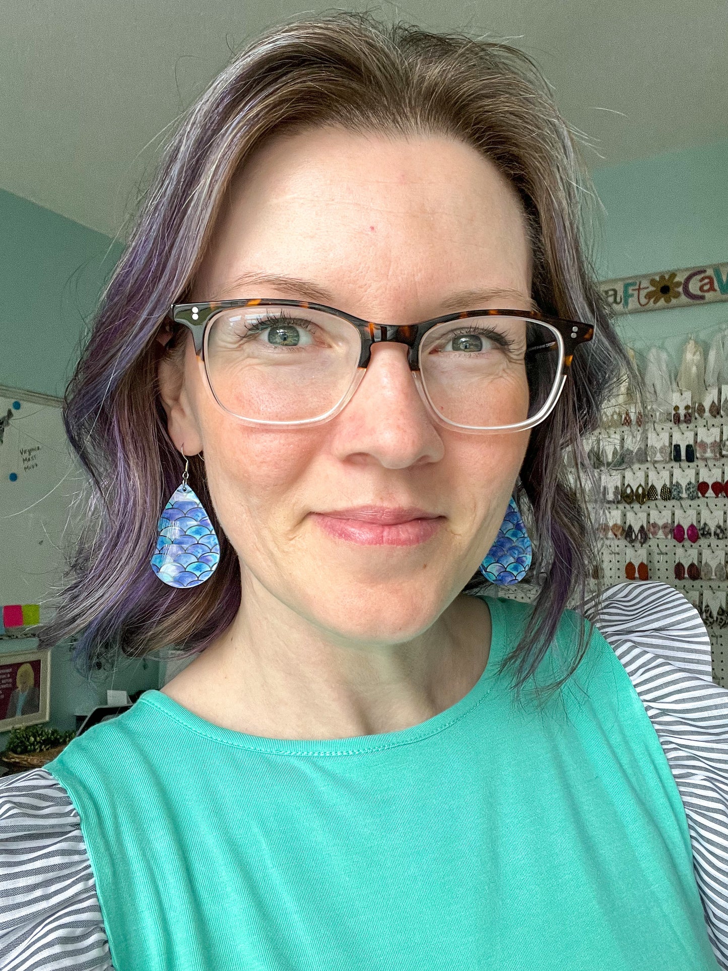 Mermaid Scale Acrylic Earrings: Choose From 2 Styles