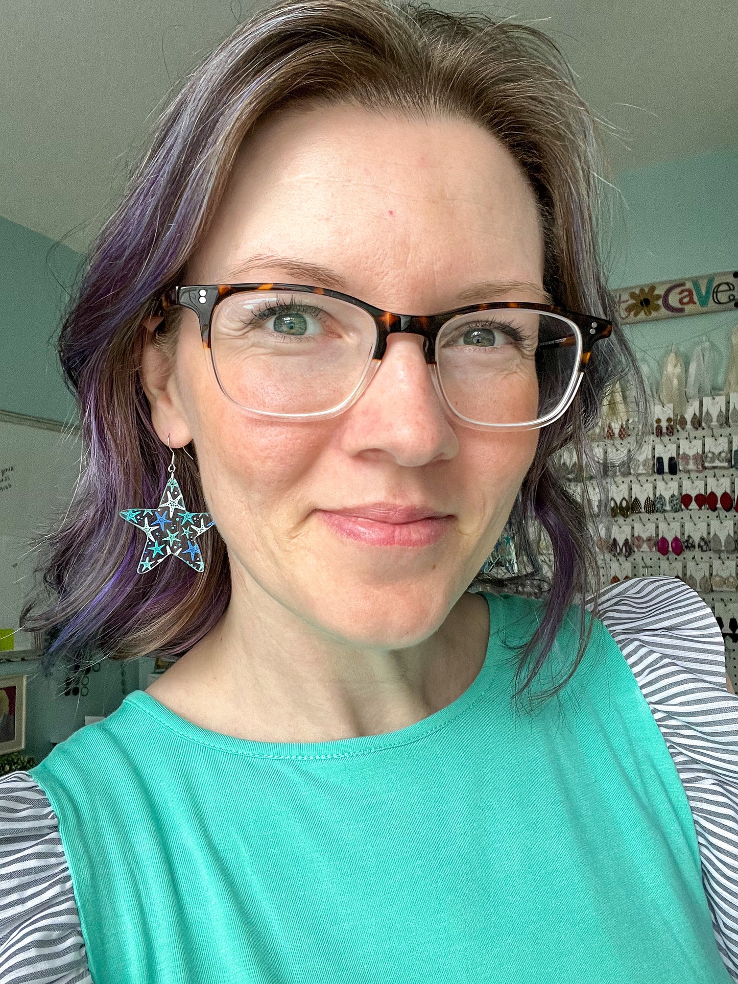 Starfish Print Acrylic Earrings: Choose From 2 Styles - LAST CHANCE