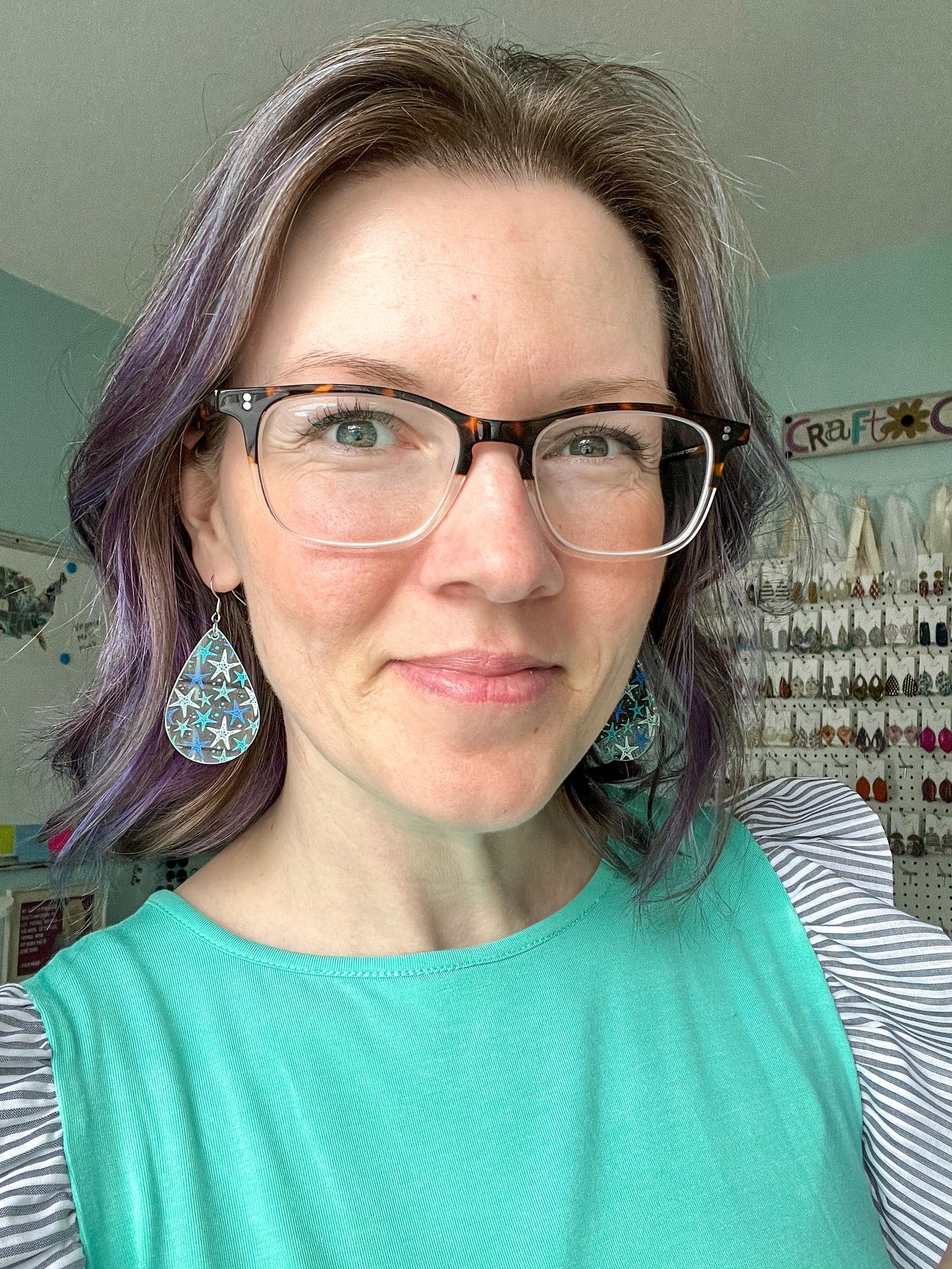 Starfish Print Acrylic Earrings: Choose From 2 Styles - LAST CHANCE