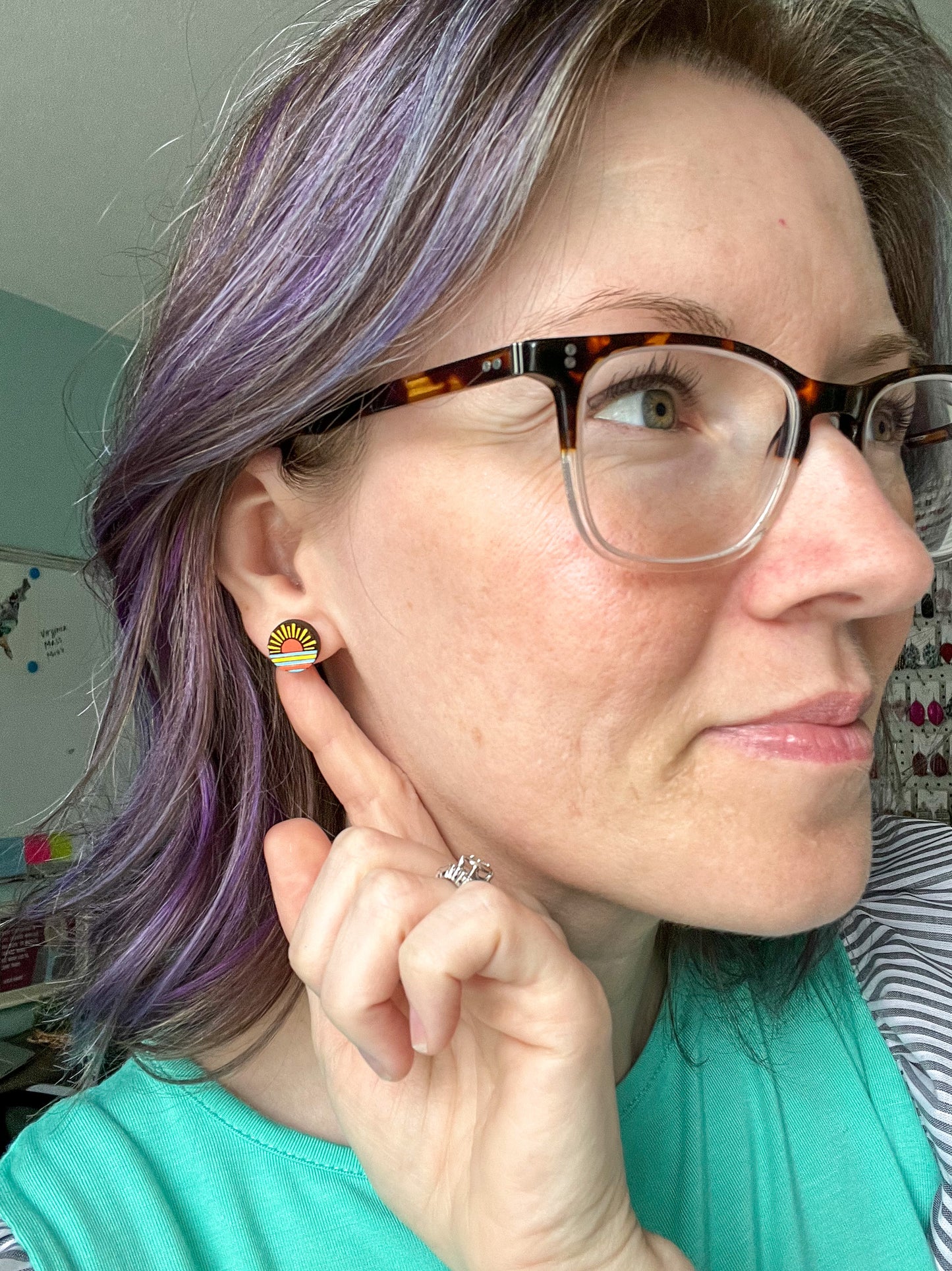 Hand Painted Sunrise/Sunset Wood Studs: Choose From 3 Styles