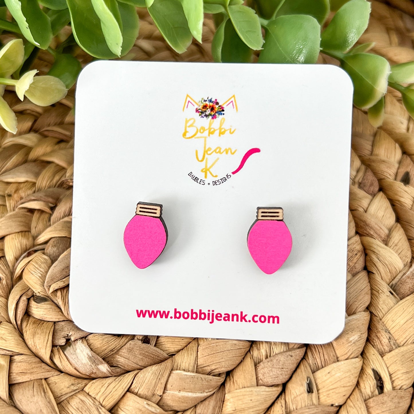 Hand Painted Light Bulb STUD Wood Earrings - Choose from 8 Colors