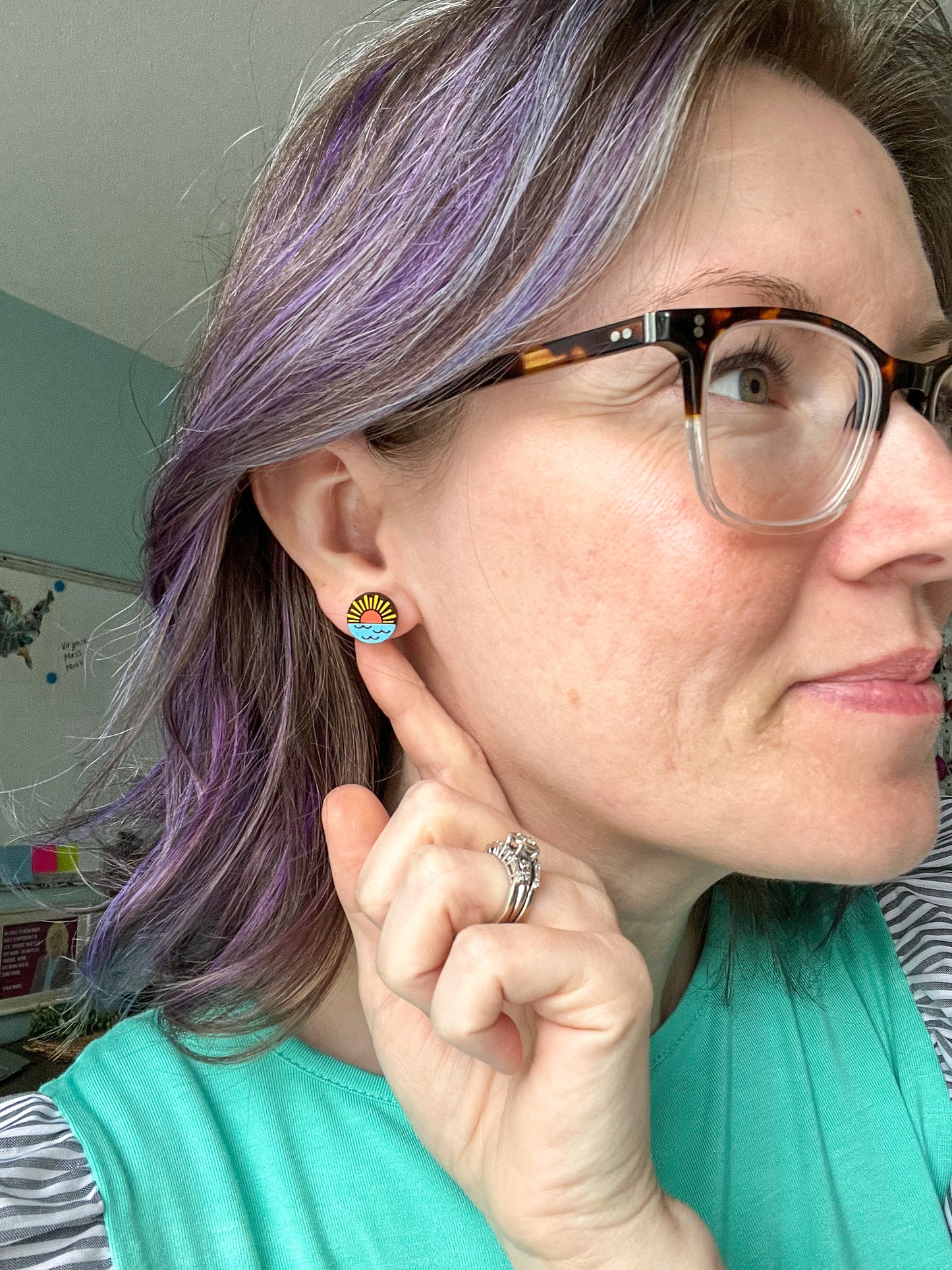 Hand Painted Sunrise/Sunset Wood Studs: Choose From 3 Styles