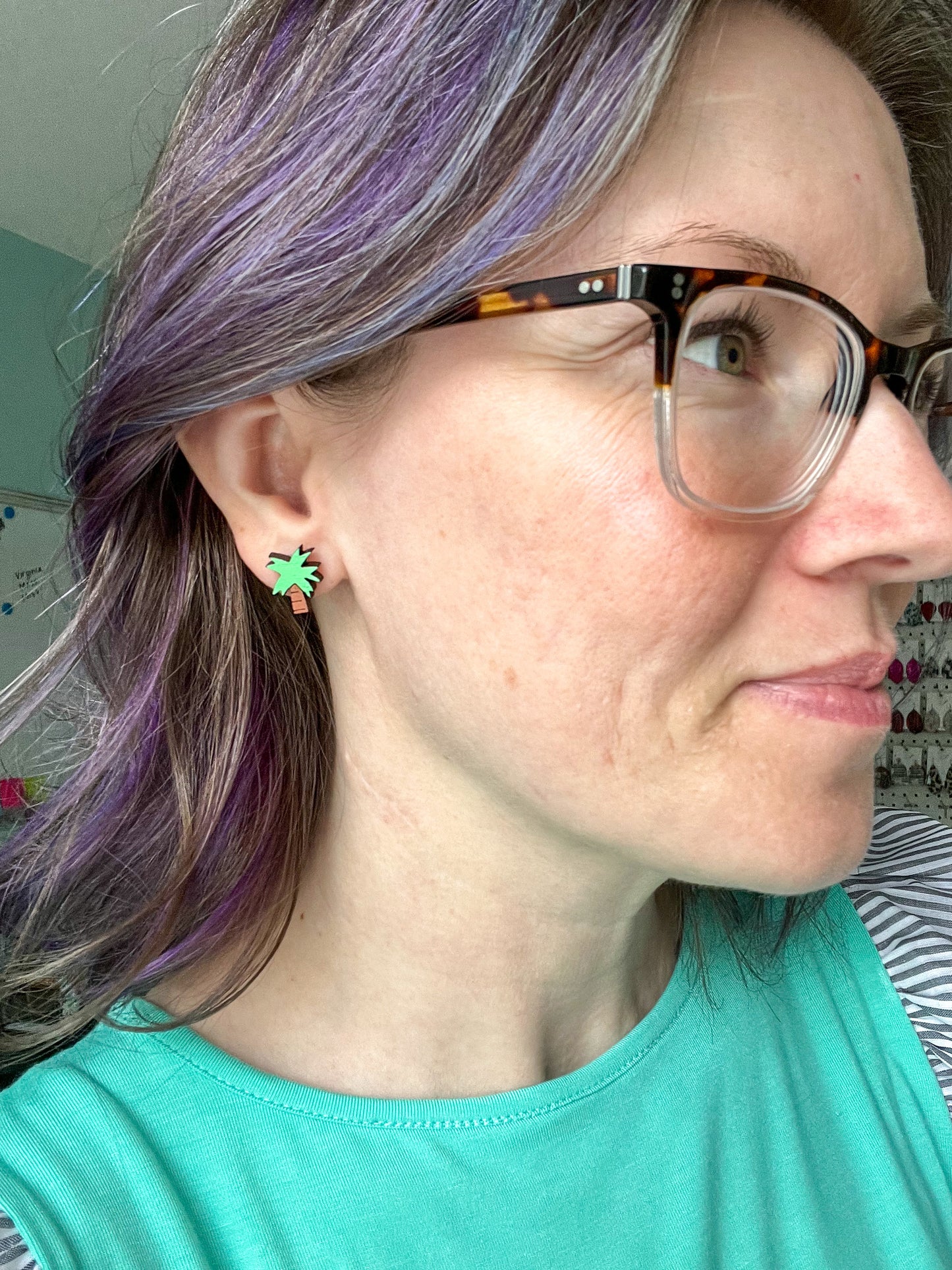 Hand Painted Palm Tree Wood Studs