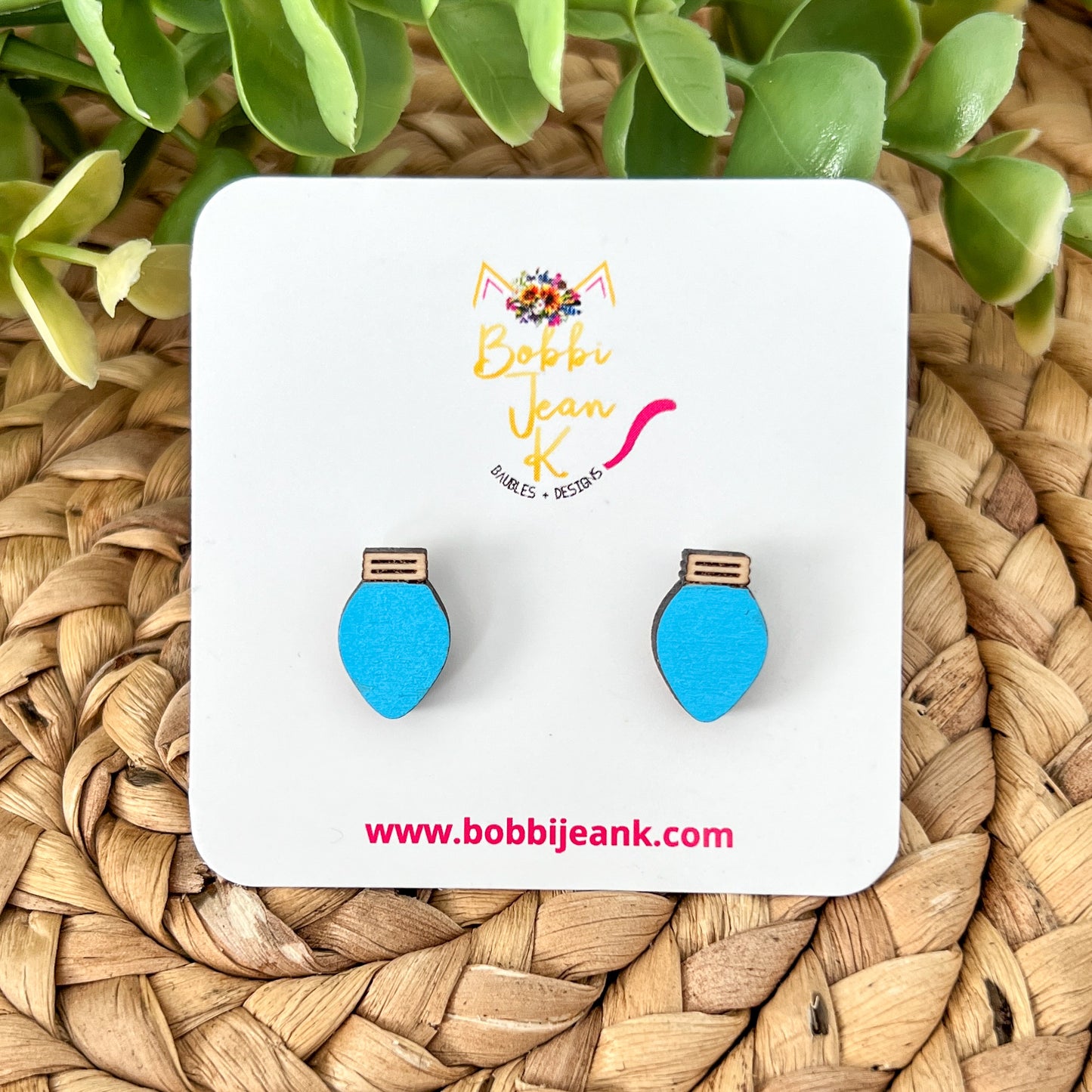 Hand Painted Light Bulb STUD Wood Earrings - Choose from 8 Colors