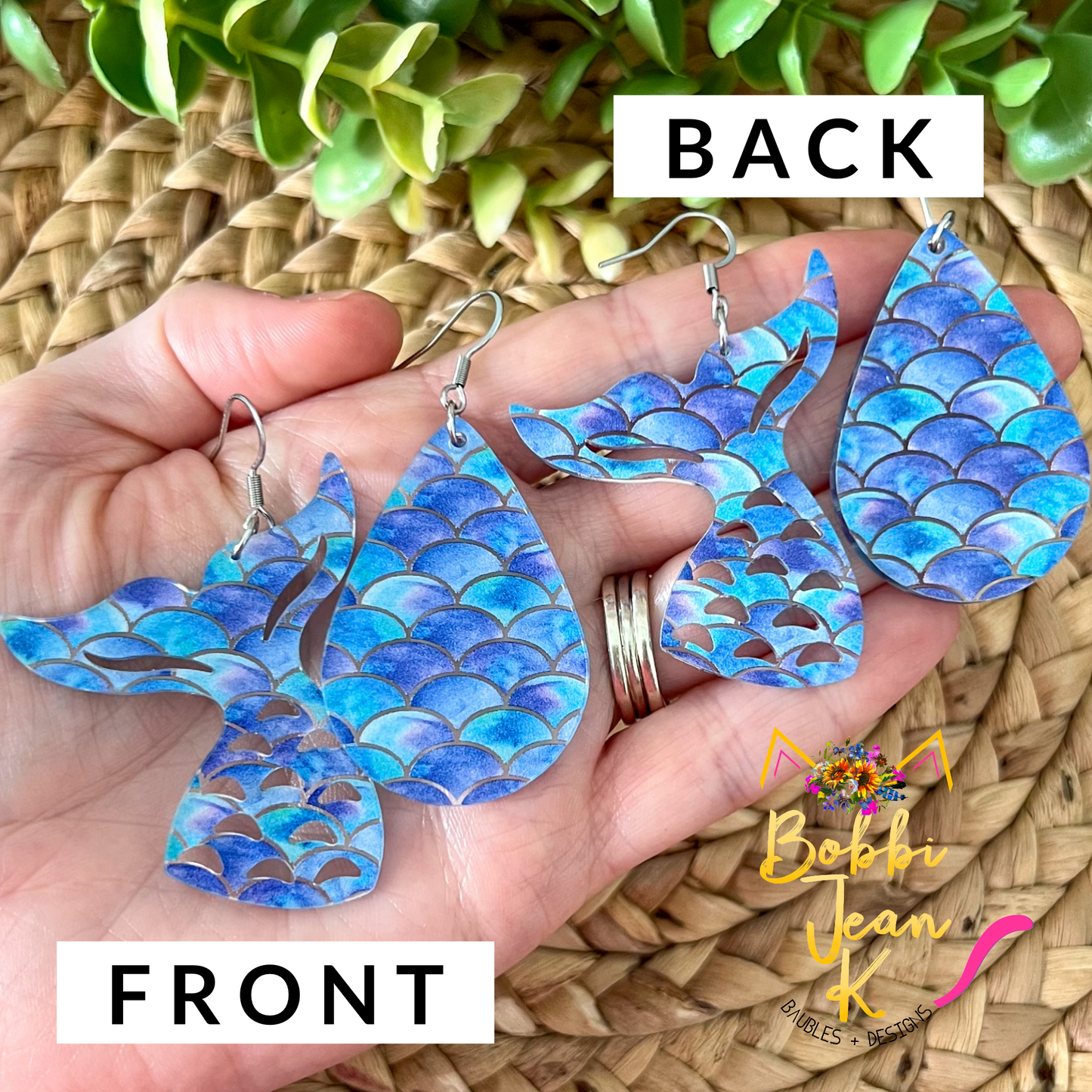Mermaid Scale Tail Shape Acrylic Earrings - LAST CHANCE