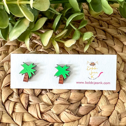 Hand Painted Palm Tree Wood Studs