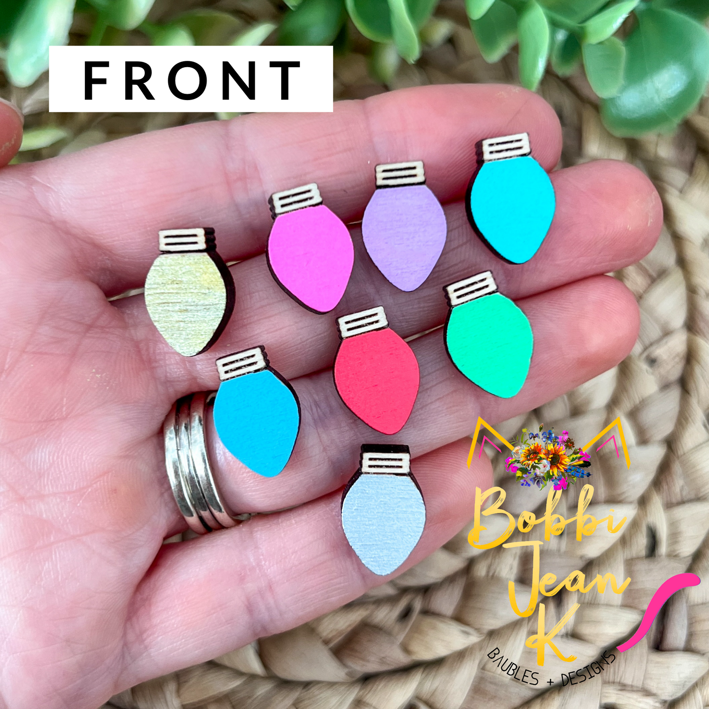 Hand Painted Light Bulb STUD Wood Earrings - Choose from 8 Colors