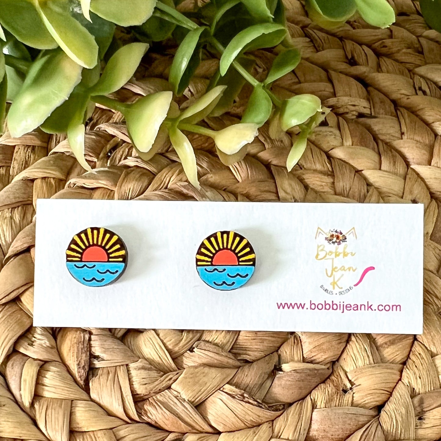 Hand Painted Sunrise/Sunset Wood Studs: Choose From 3 Styles