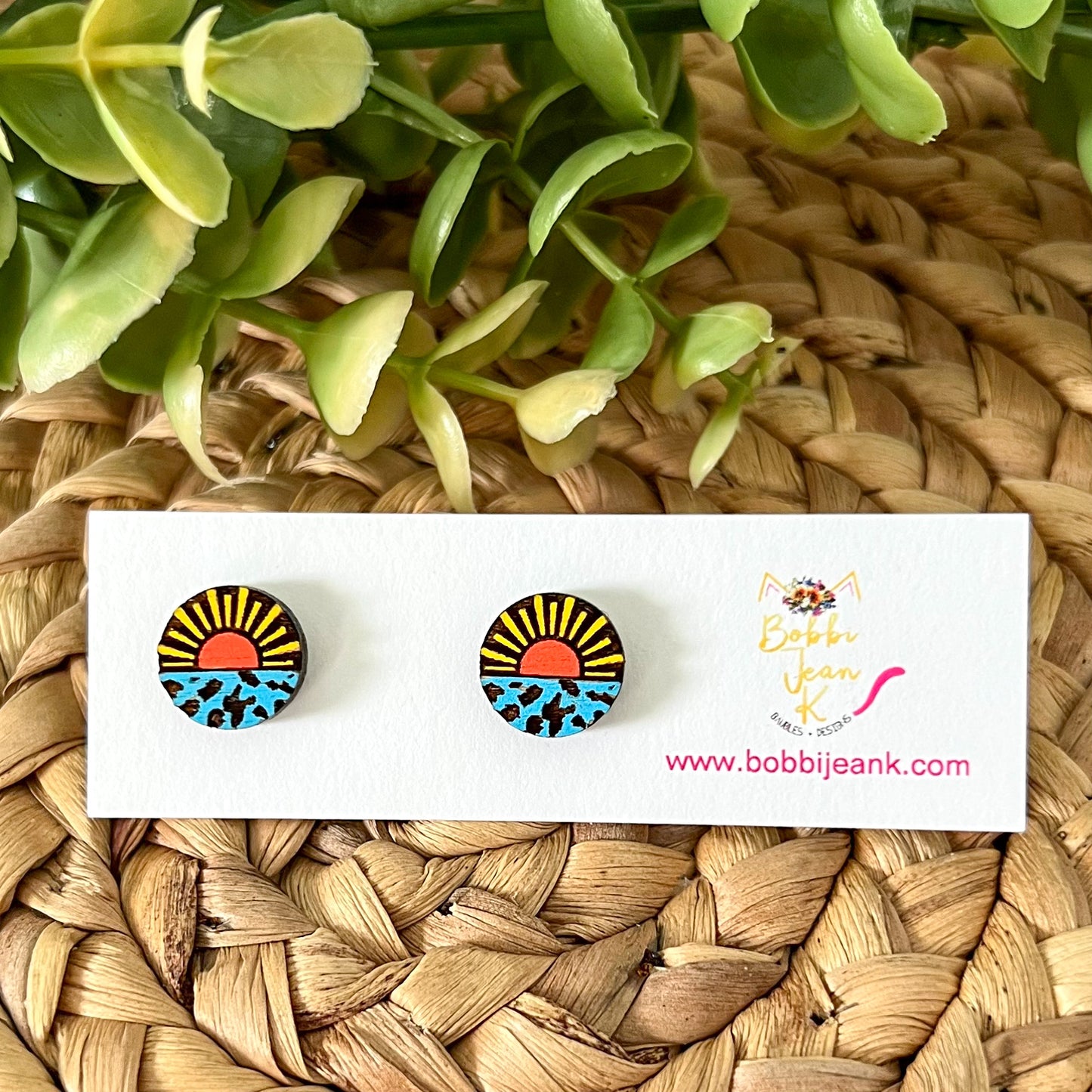 Hand Painted Sunrise/Sunset Wood Studs: Choose From 3 Styles