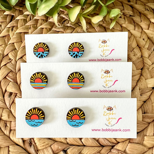 Hand Painted Sunrise/Sunset Wood Studs: Choose From 3 Styles