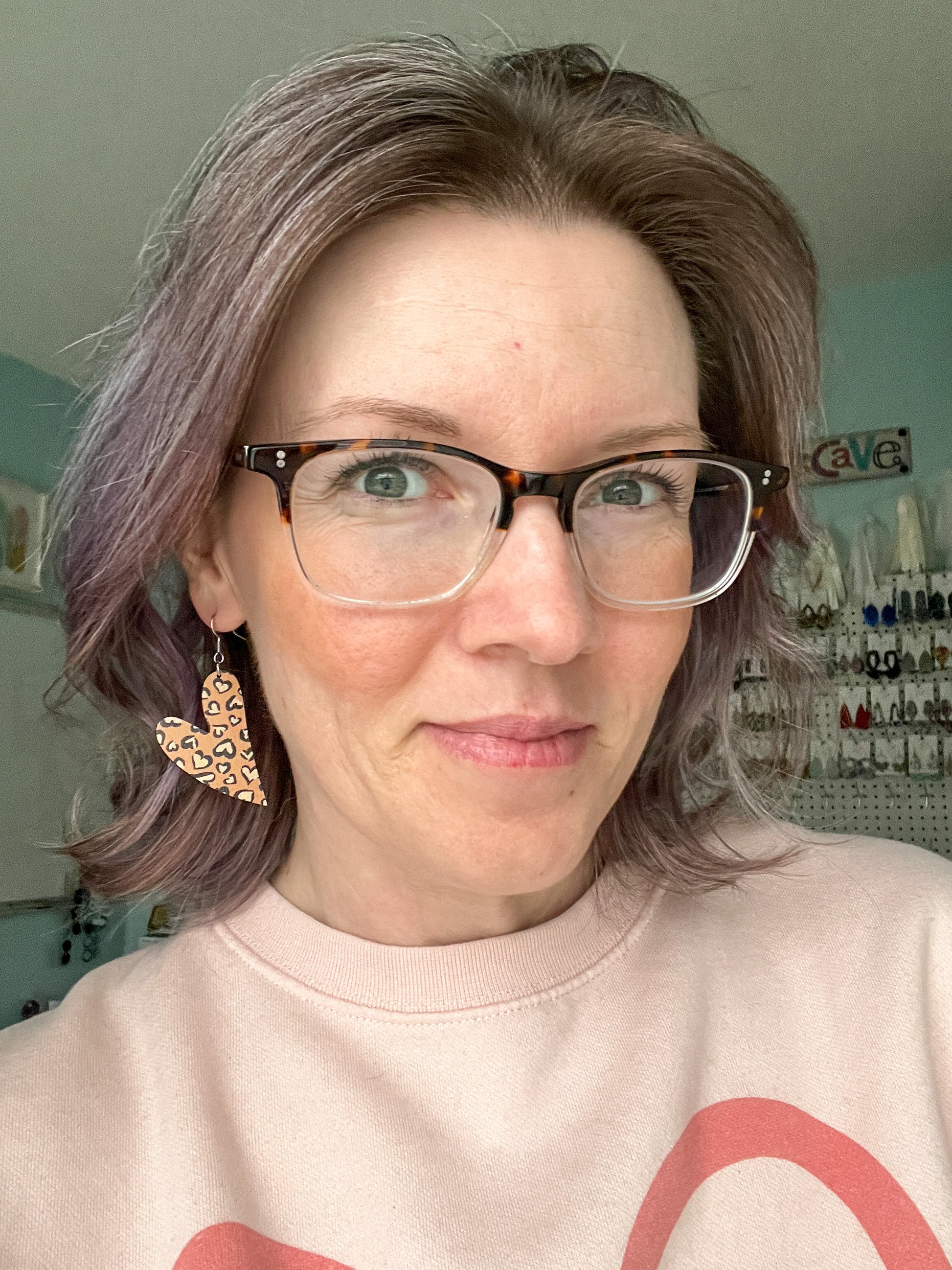 Leopard Heart Print Wood Heart Earrings: Choose From 3 Styles