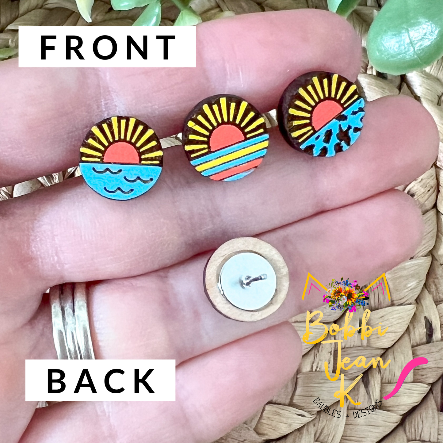 Hand Painted Sunrise/Sunset Wood Studs: Choose From 3 Styles