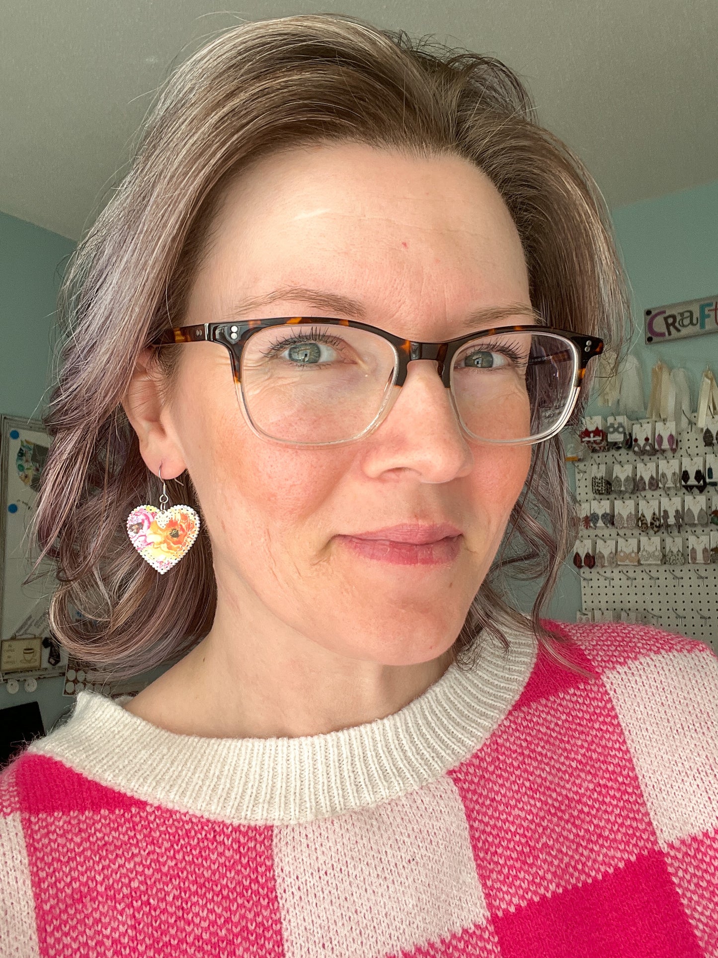 Bright Roses Acrylic Heart Earrings: Choose From 2 Sizes - LAST CHANCE